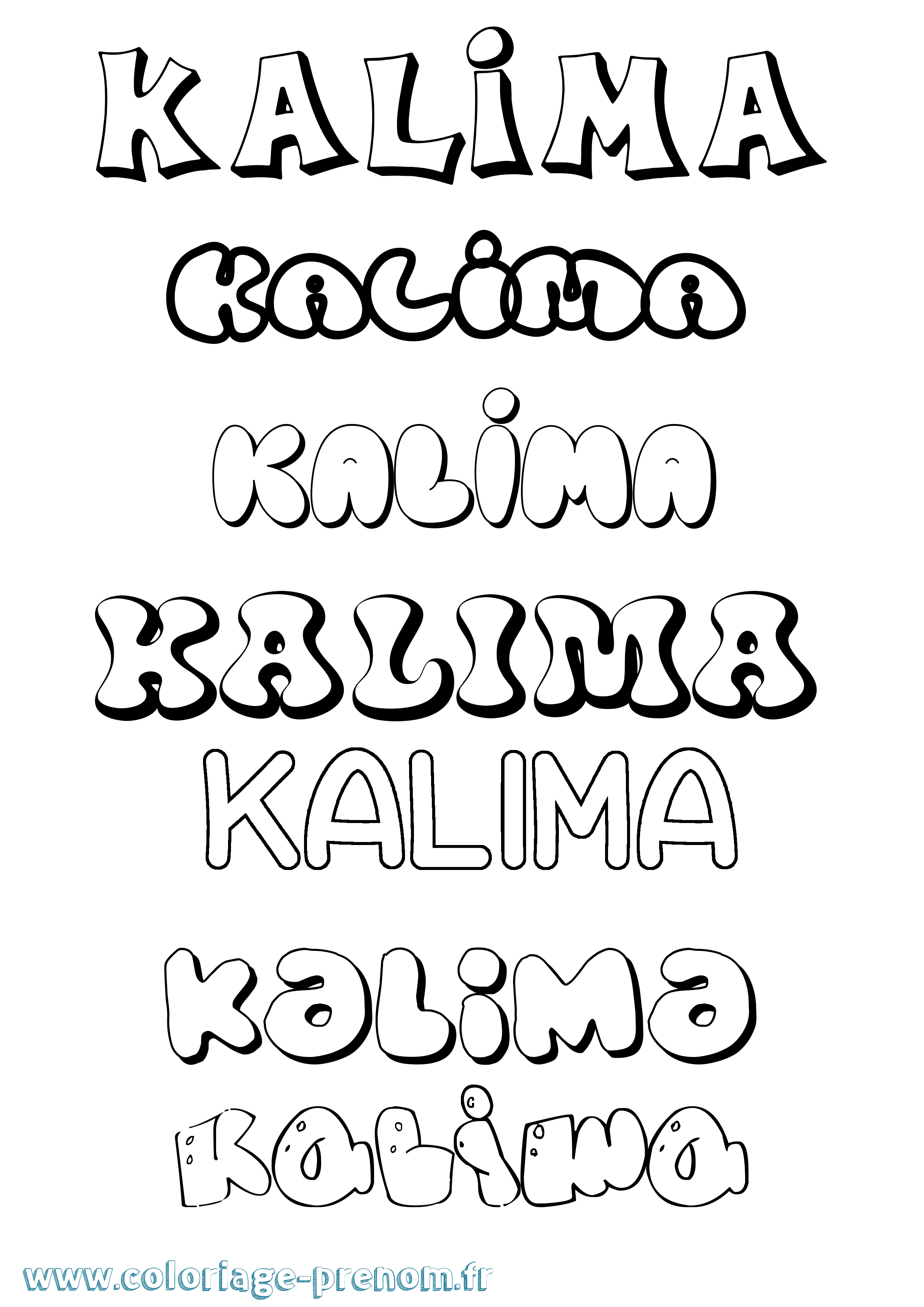 Coloriage Kalima Bubble Coloriage prénom Kalima Bubble