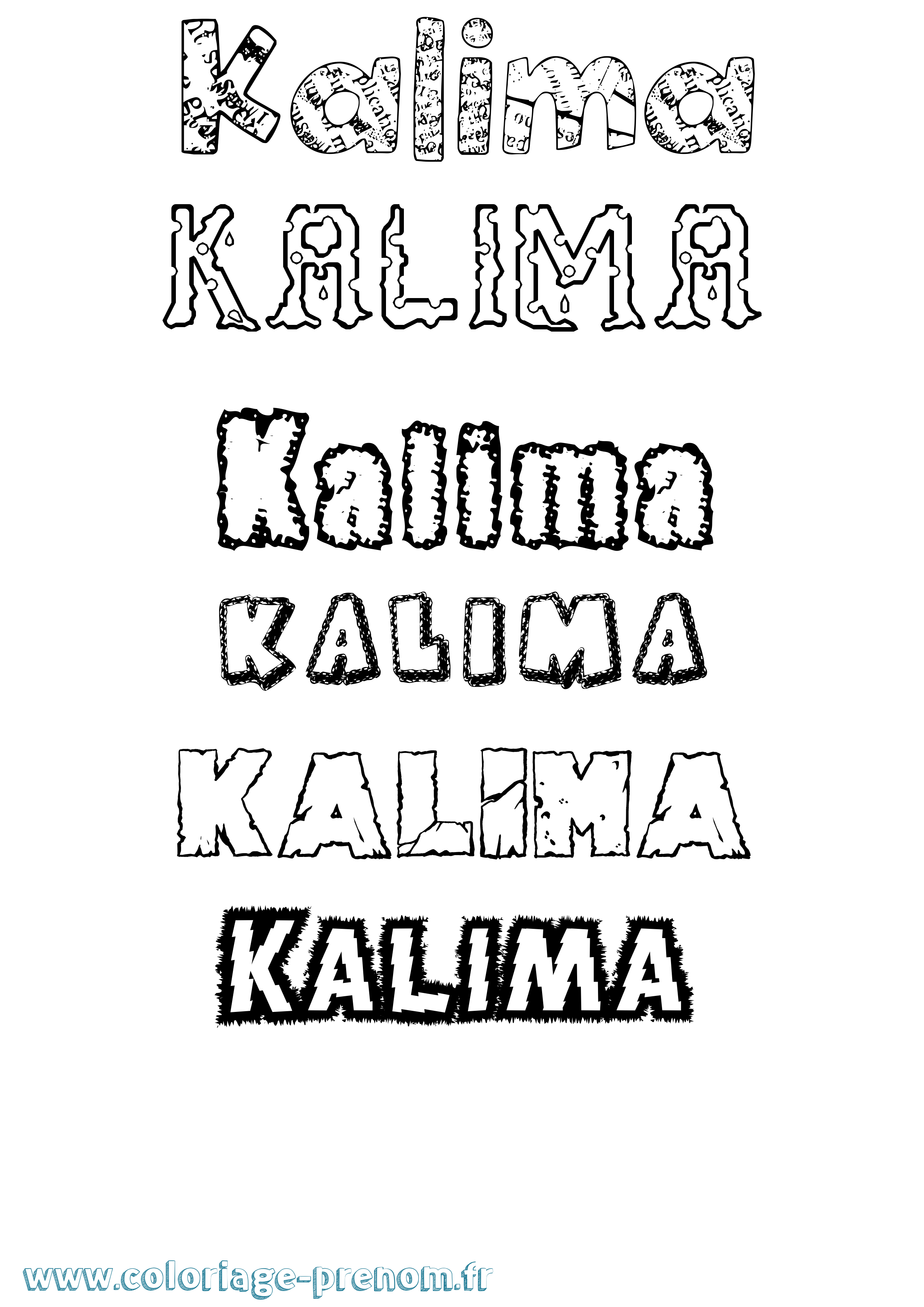 Coloriage Kalima Destructuré Coloriage prénom Kalima Destructuré