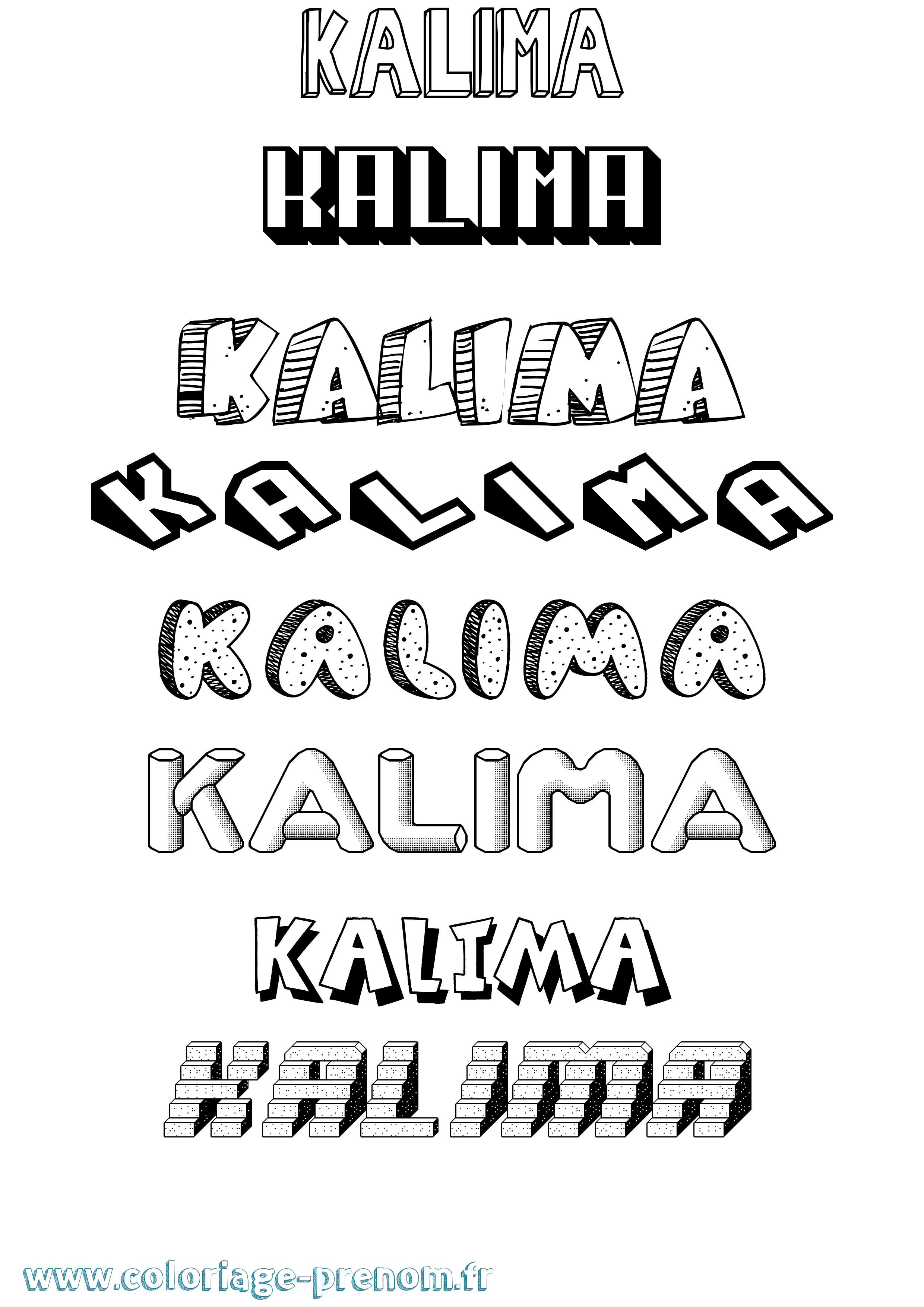 Coloriage Kalima Effet 3D Coloriage prénom Kalima Effet 3D