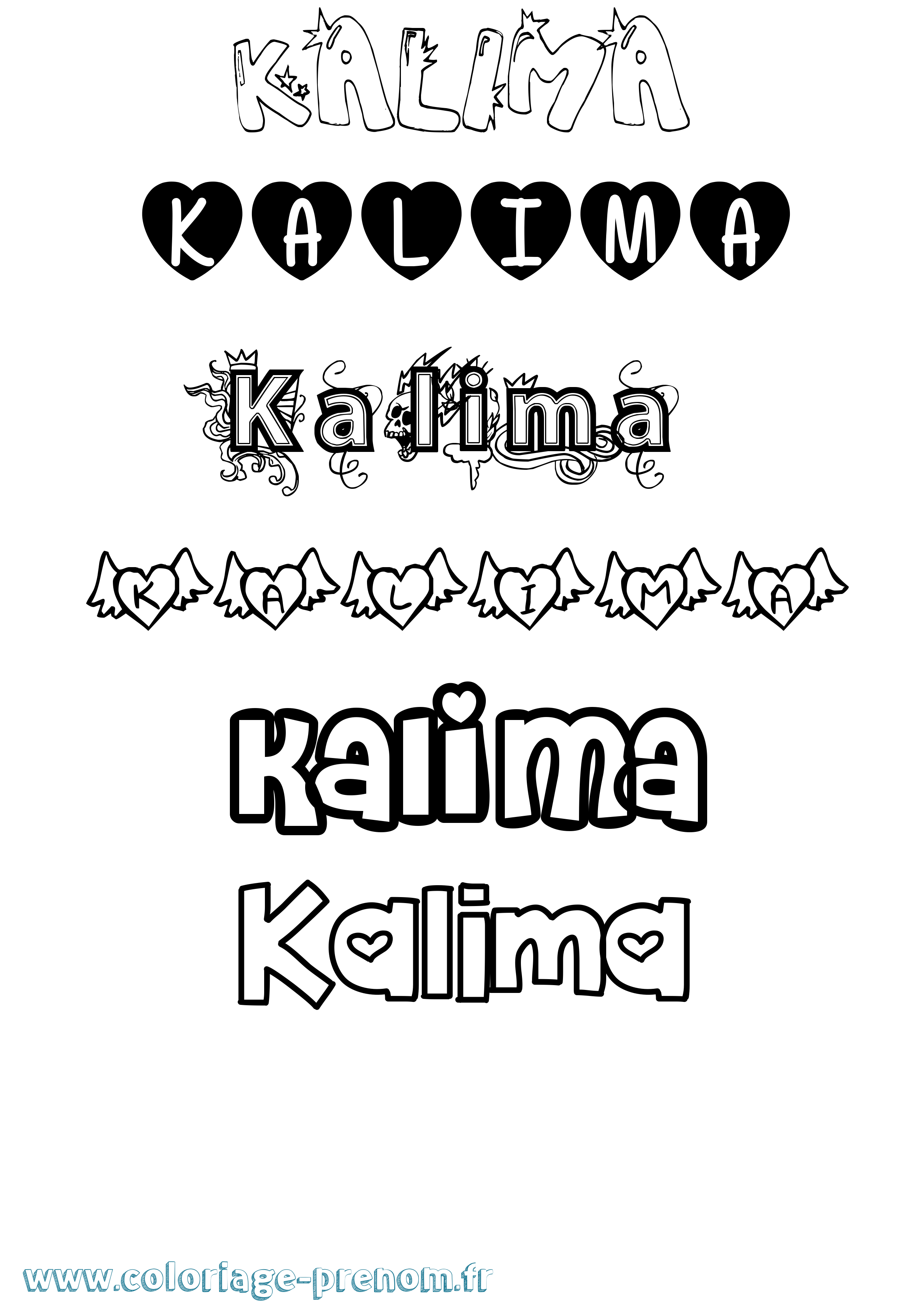 Coloriage Kalima Girly Coloriage prénom Kalima Girly