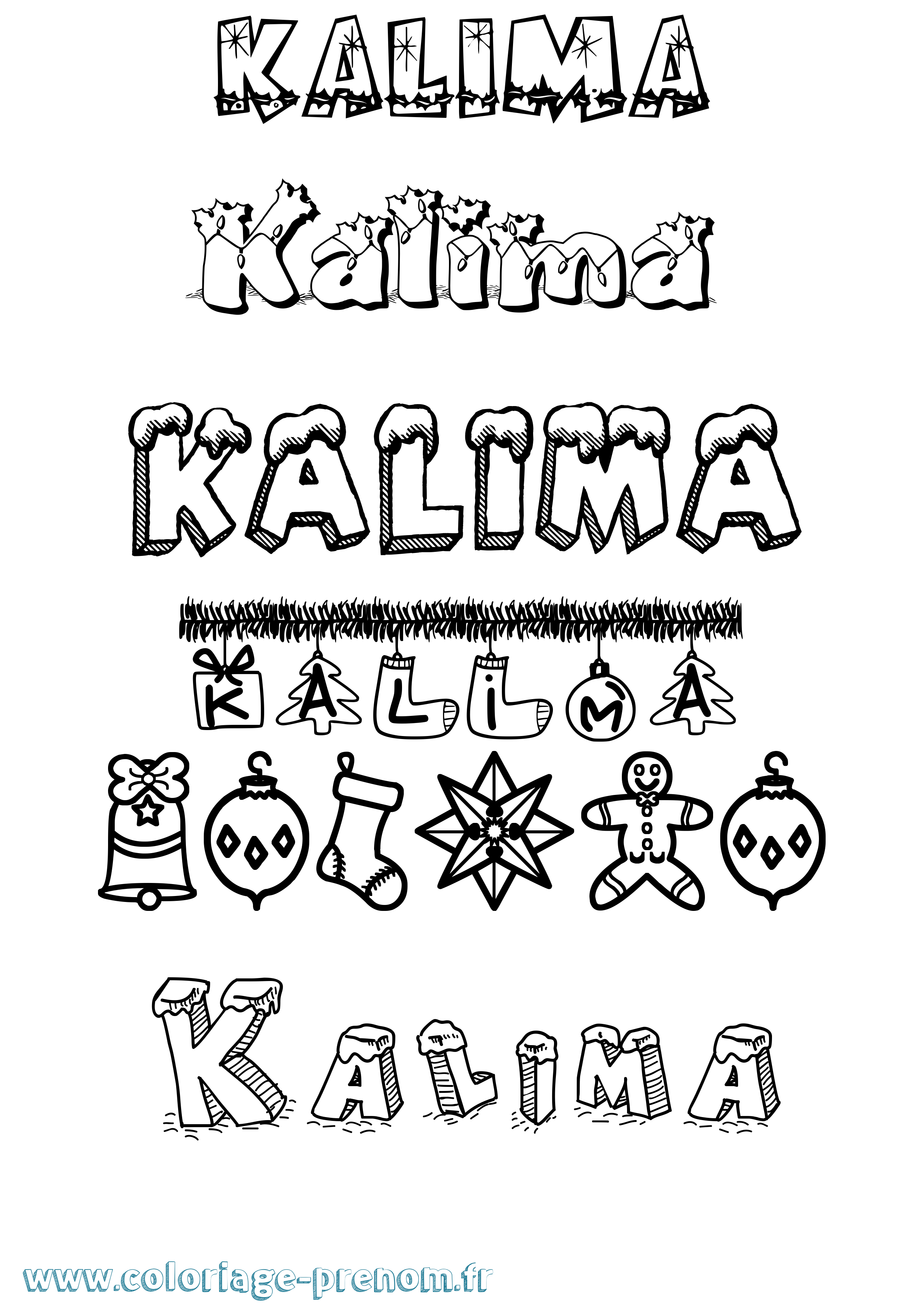 Coloriage Kalima Noël Coloriage prénom Kalima Noël