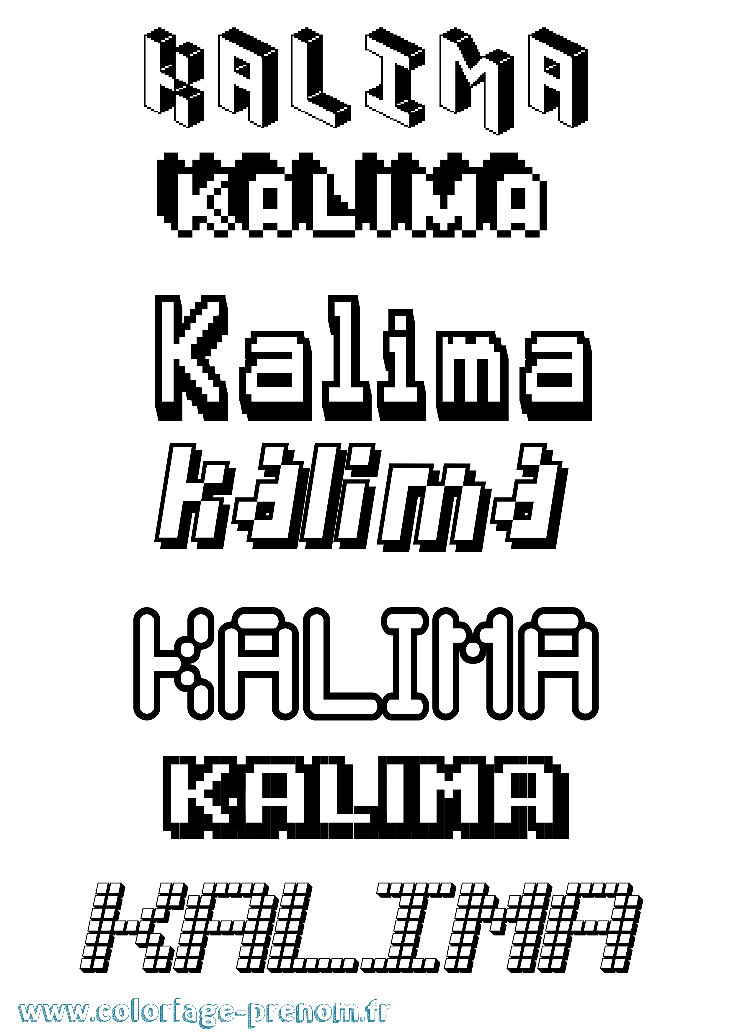 Coloriage Kalima Pixel Coloriage prénom Kalima Pixel
