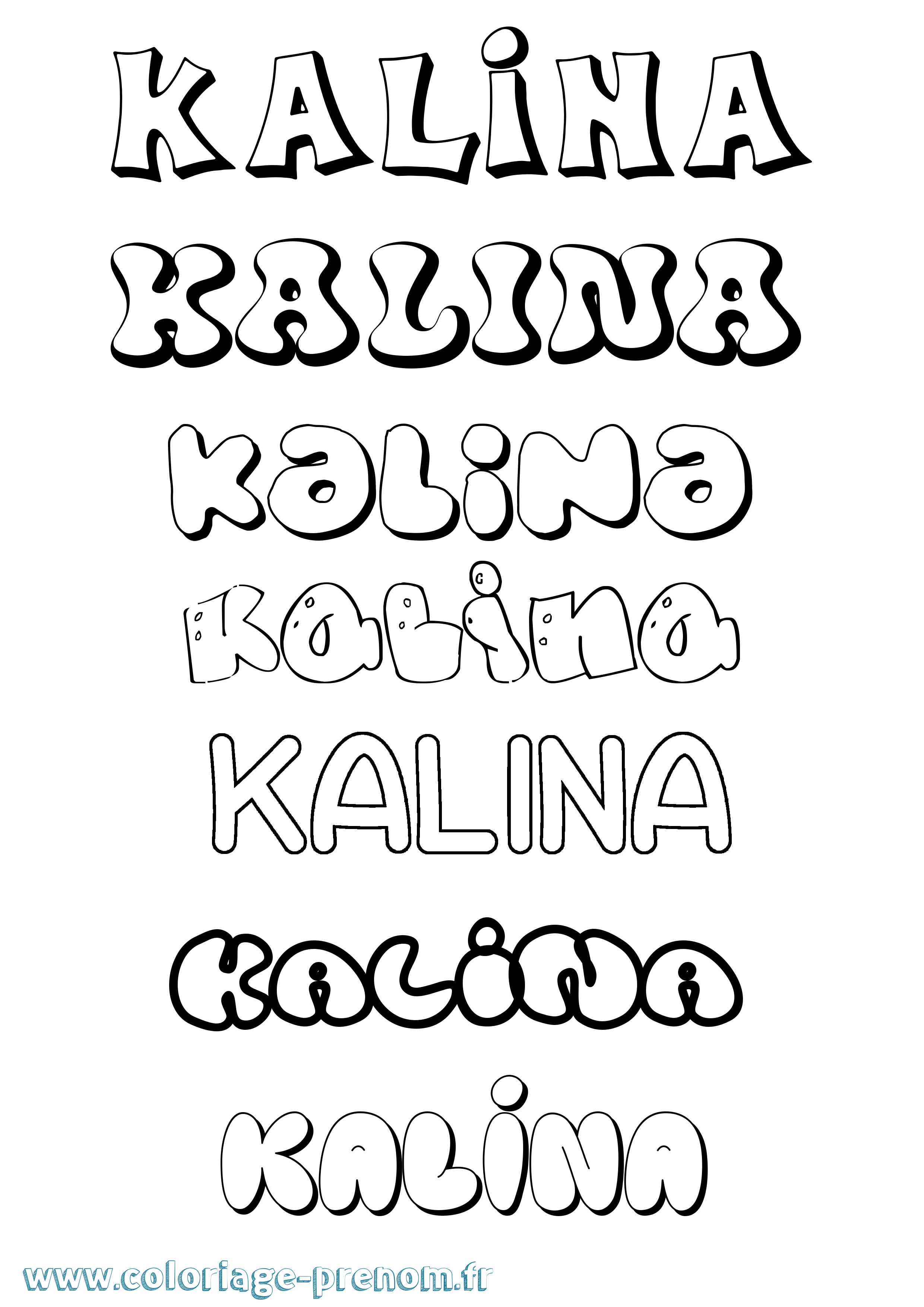 Coloriage Kalina Bubble Coloriage prénom Kalina Bubble