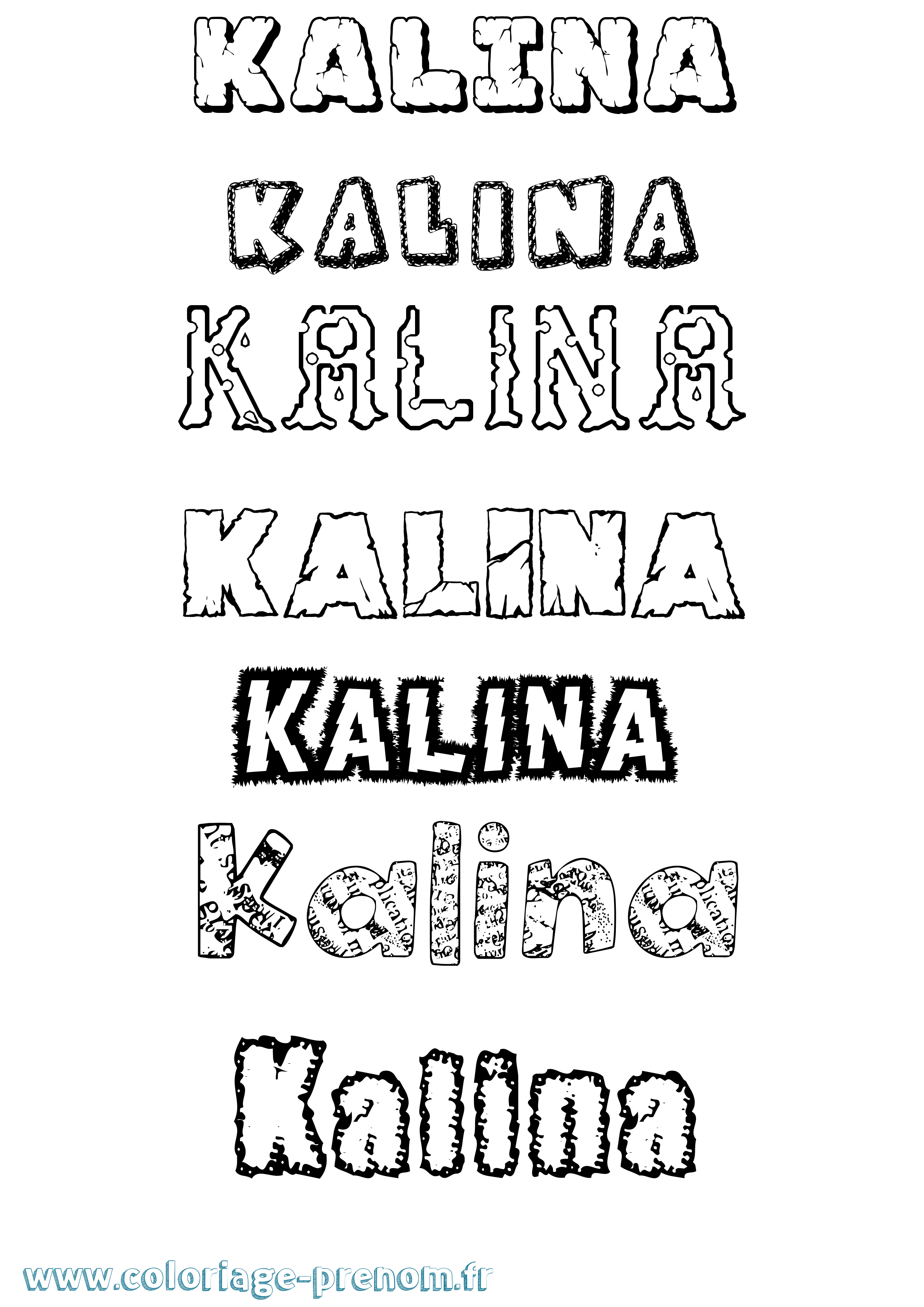 Coloriage Kalina Destructuré Coloriage prénom Kalina Destructuré