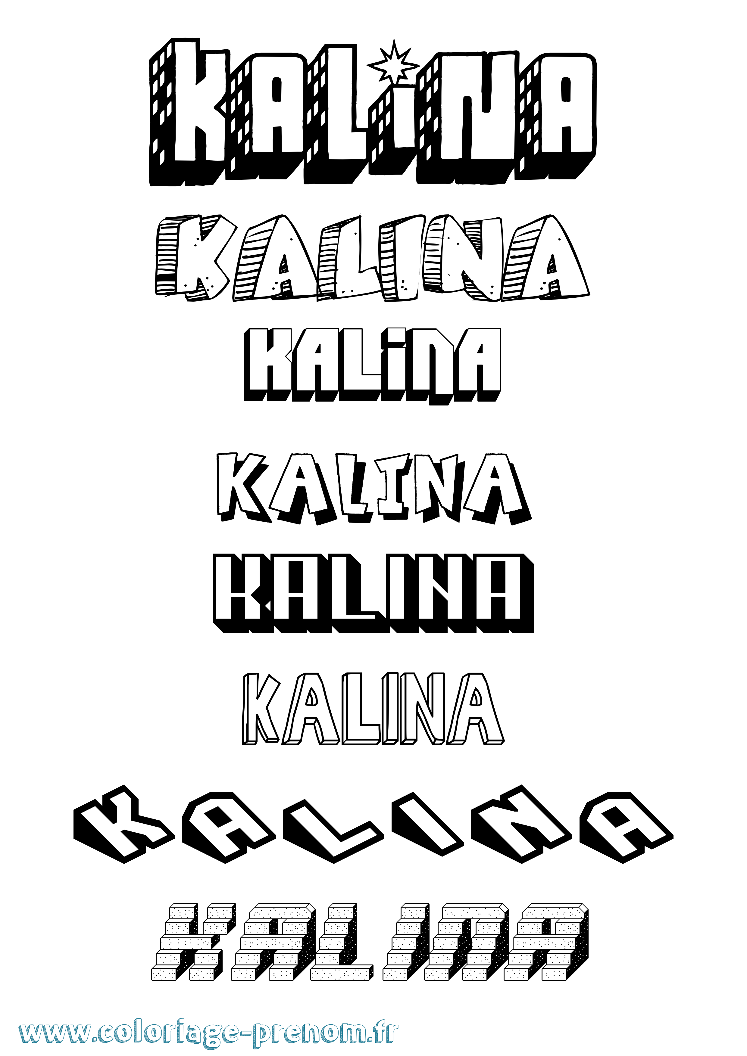 Coloriage Kalina Effet 3D Coloriage prénom Kalina Effet 3D