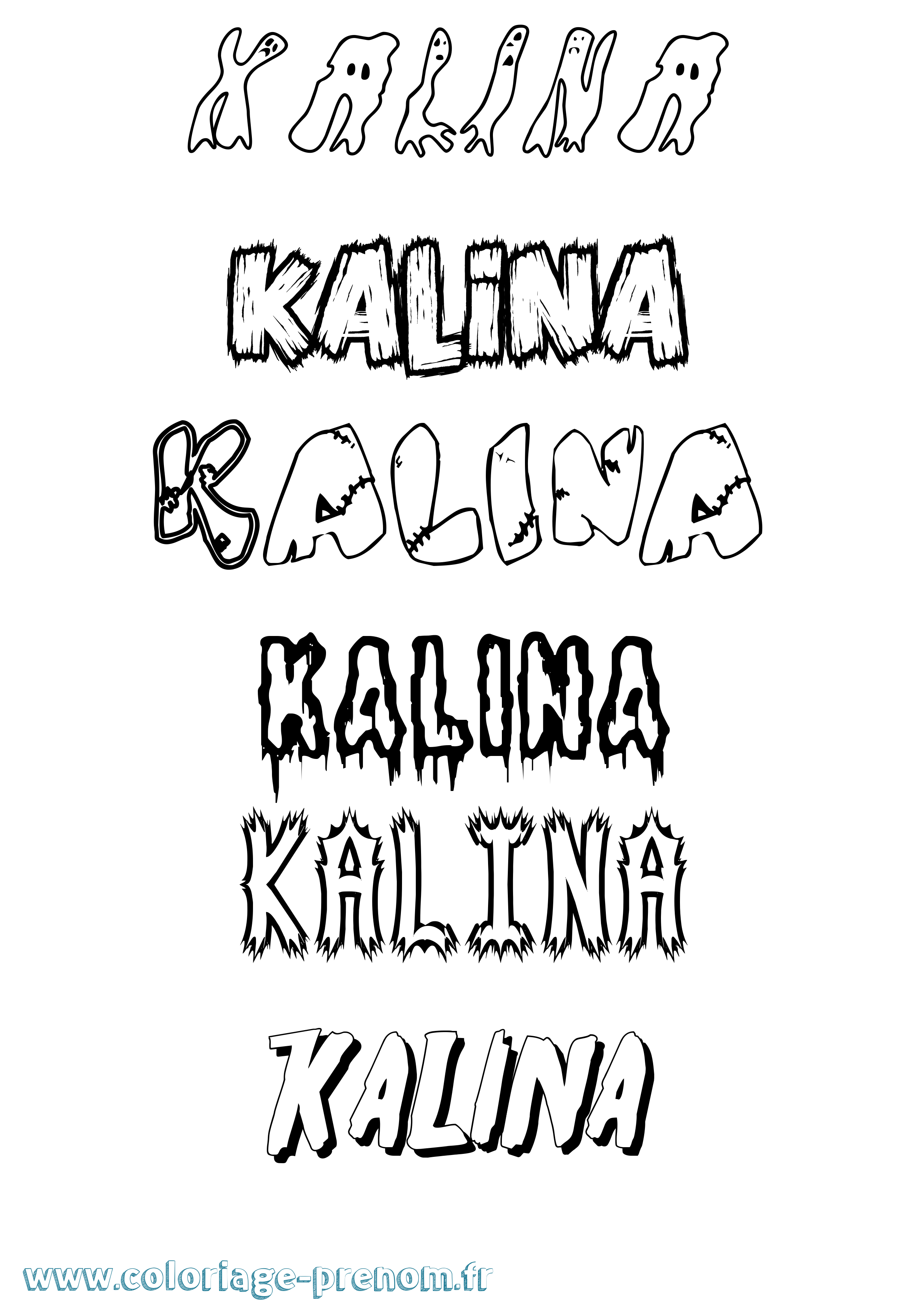 Coloriage Kalina Frisson Coloriage prénom Kalina Frisson