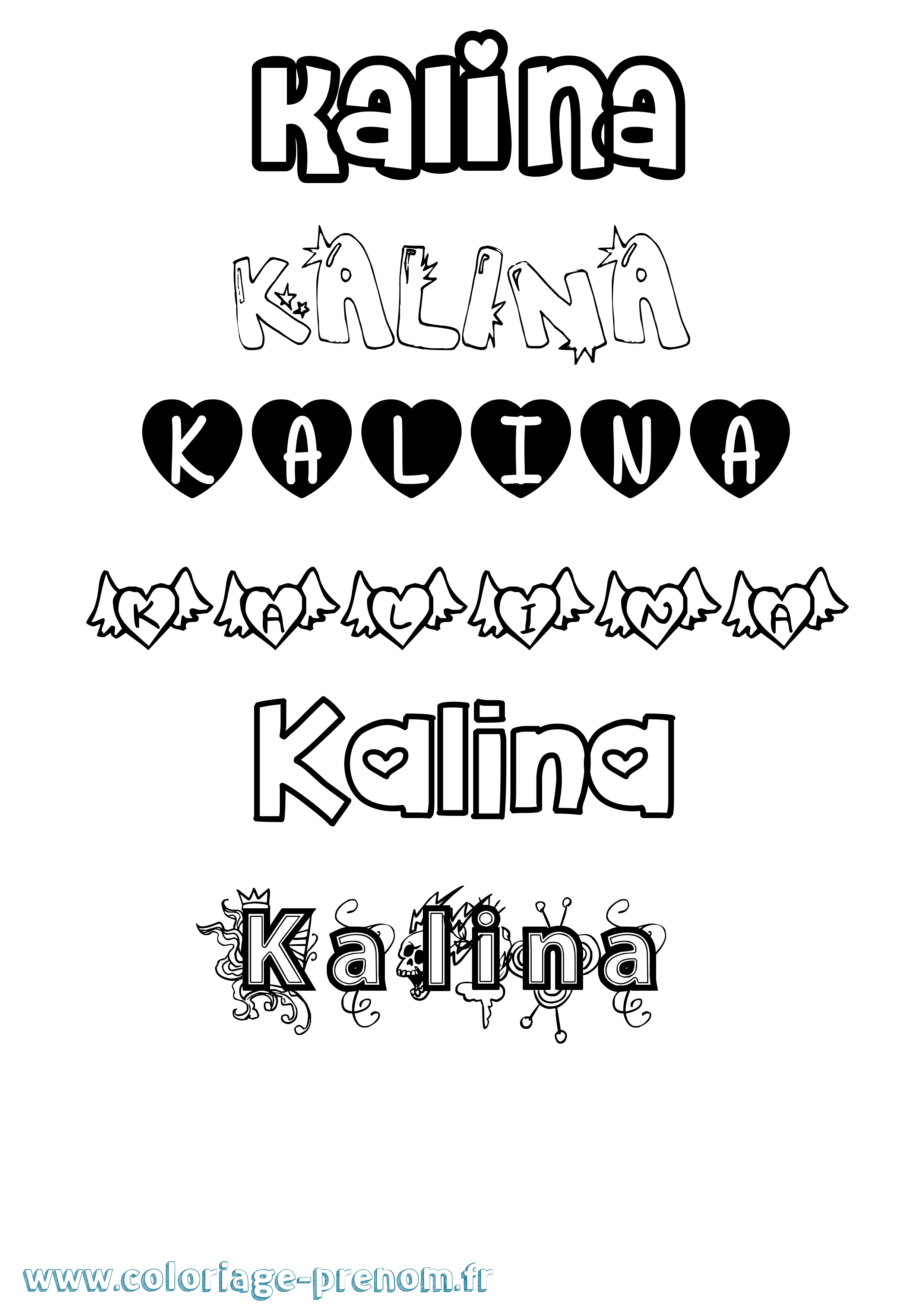 Coloriage Kalina Girly Coloriage prénom Kalina Girly