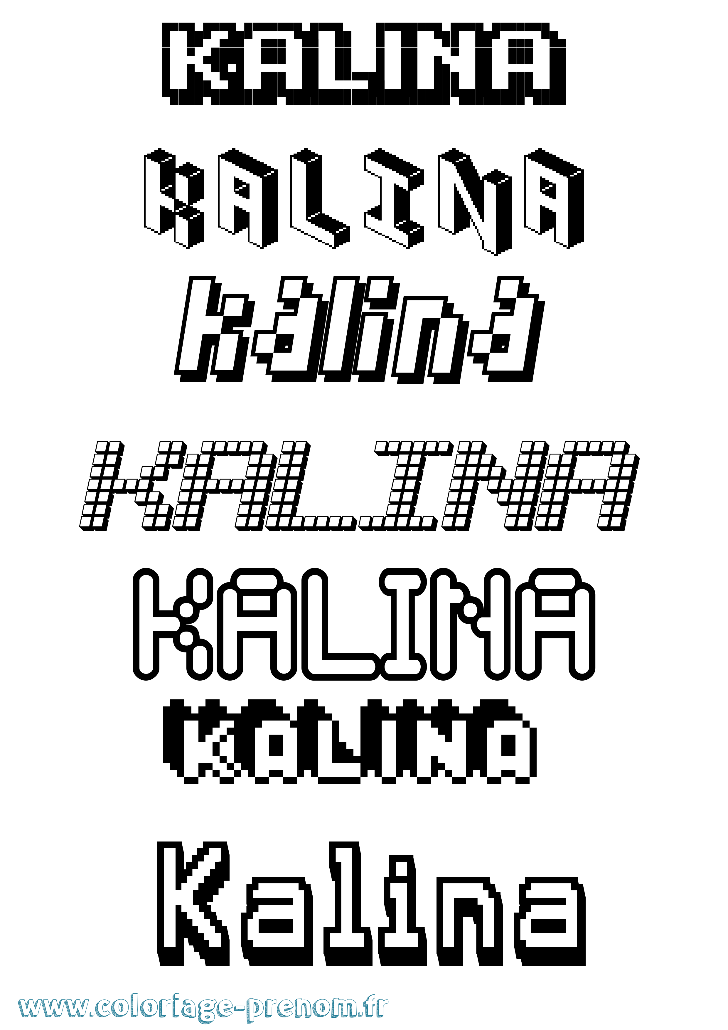 Coloriage Kalina Pixel Coloriage prénom Kalina Pixel