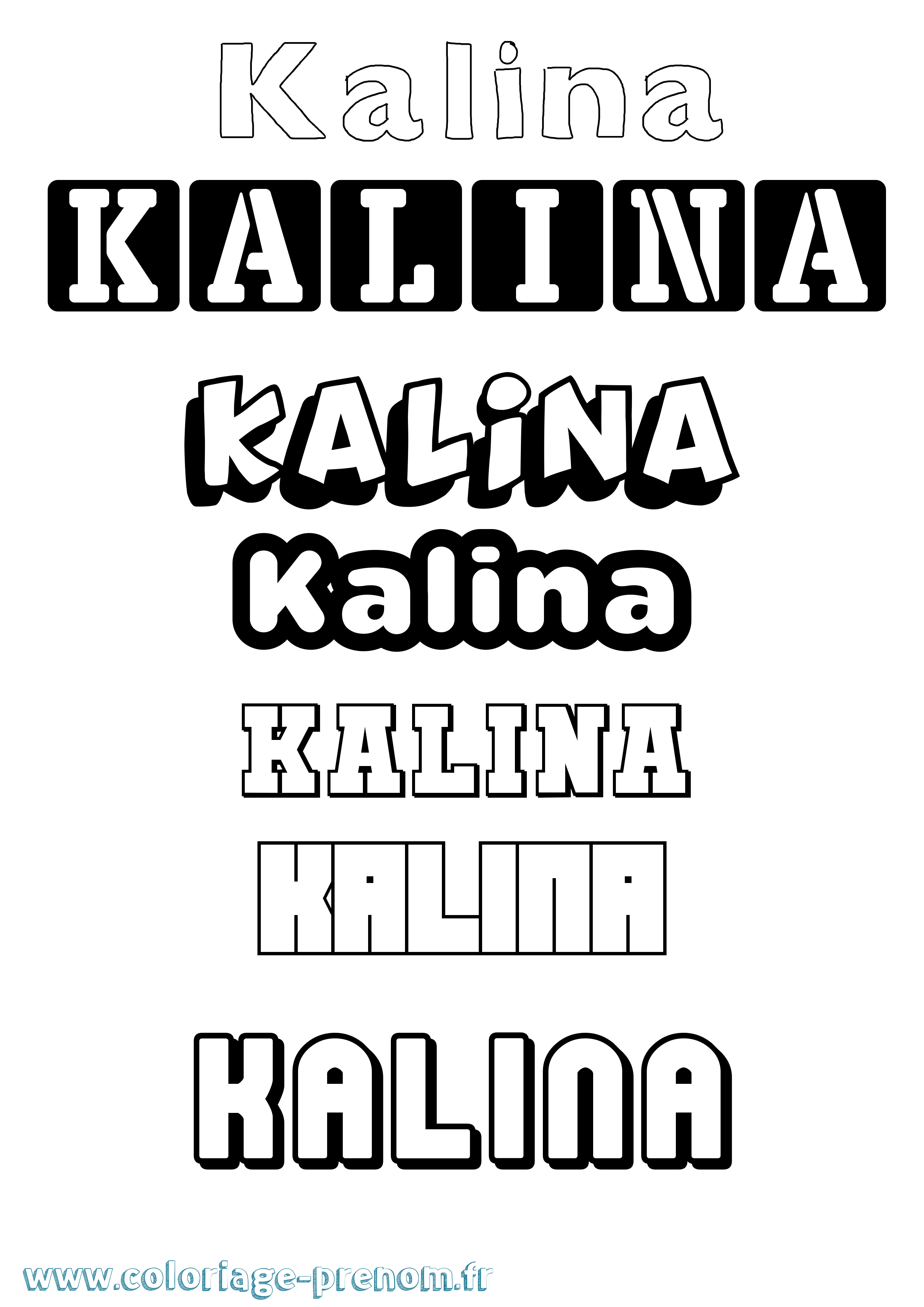 Coloriage Kalina Simple Coloriage prénom Kalina Simple