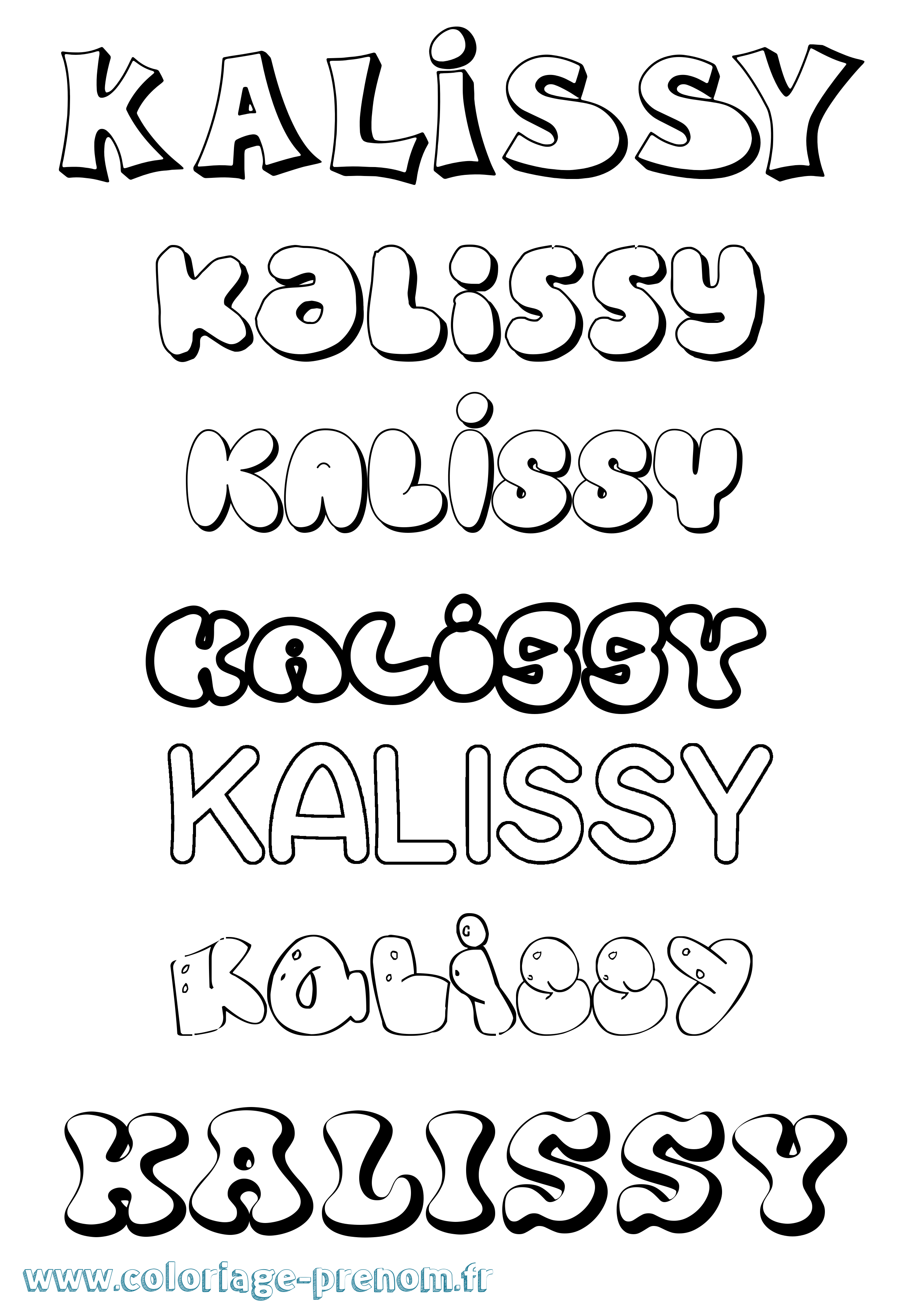 Coloriage Kalissy Bubble Coloriage prénom Kalissy Bubble