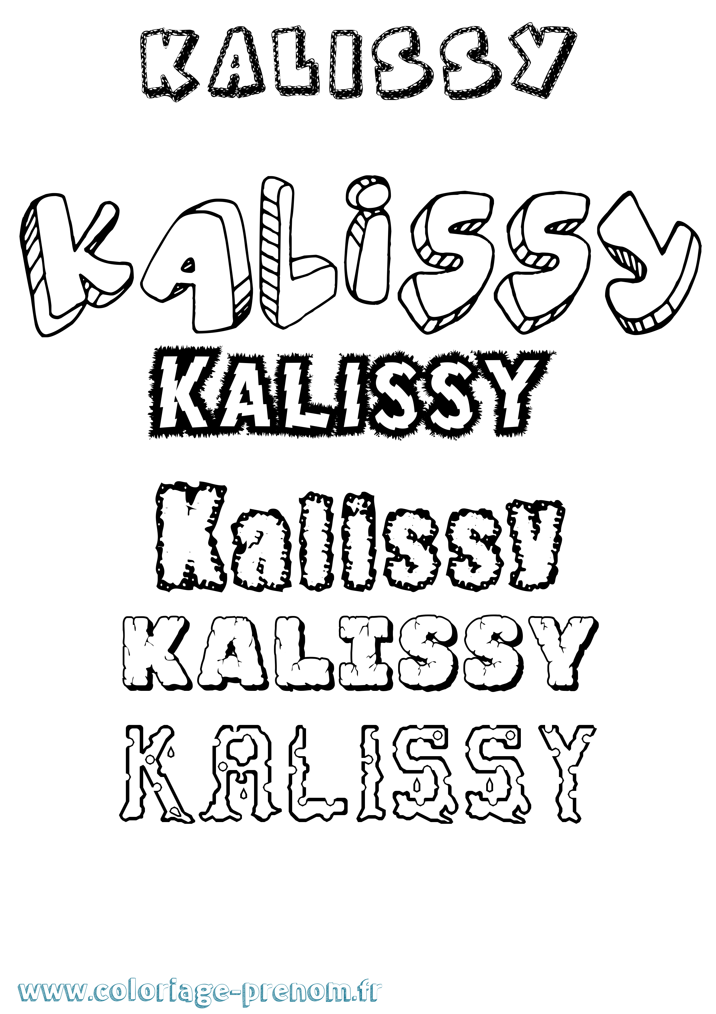Coloriage Kalissy Destructuré Coloriage prénom Kalissy Destructuré