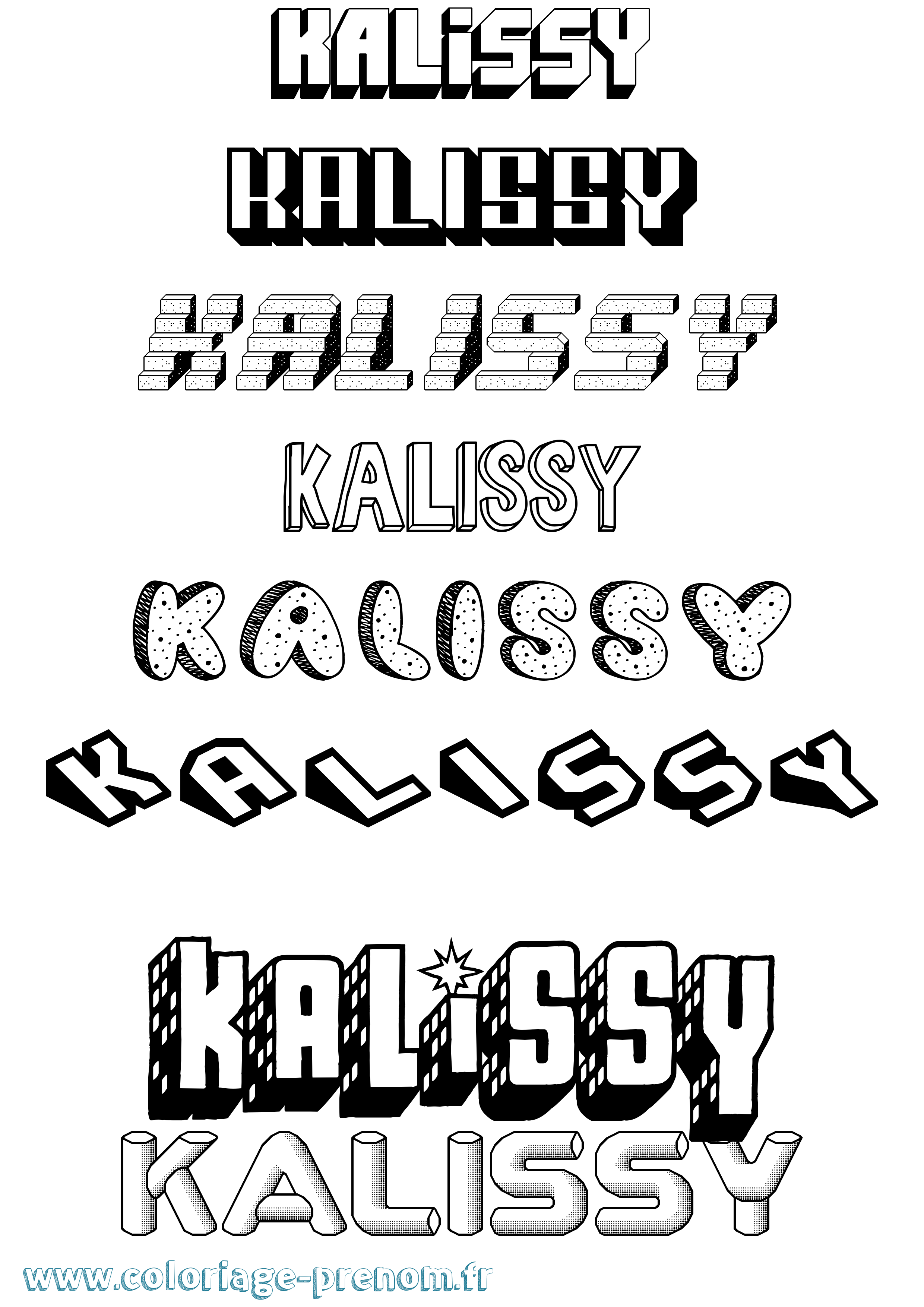 Coloriage Kalissy Effet 3D Coloriage prénom Kalissy Effet 3D