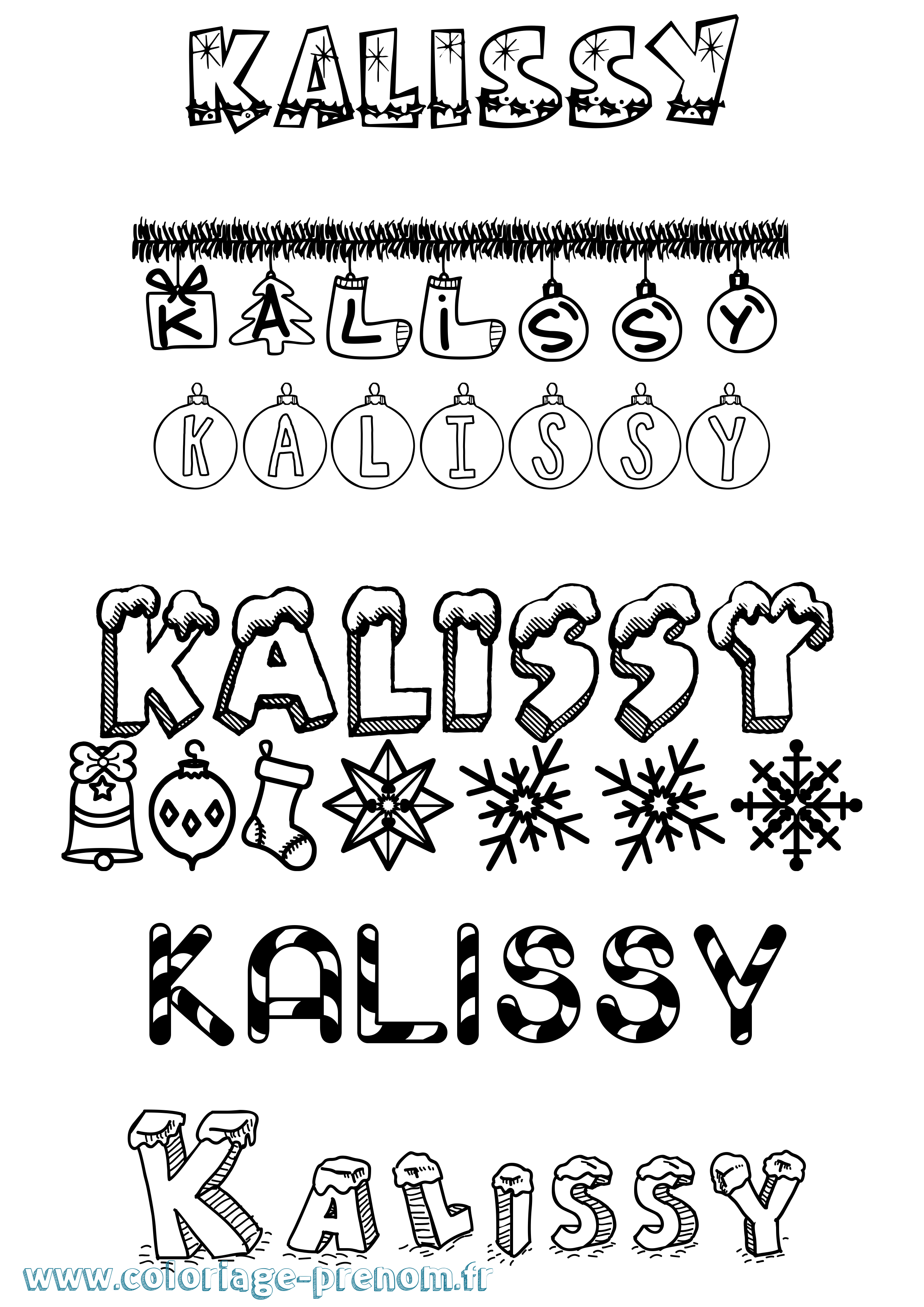 Coloriage Kalissy Noël Coloriage prénom Kalissy Noël