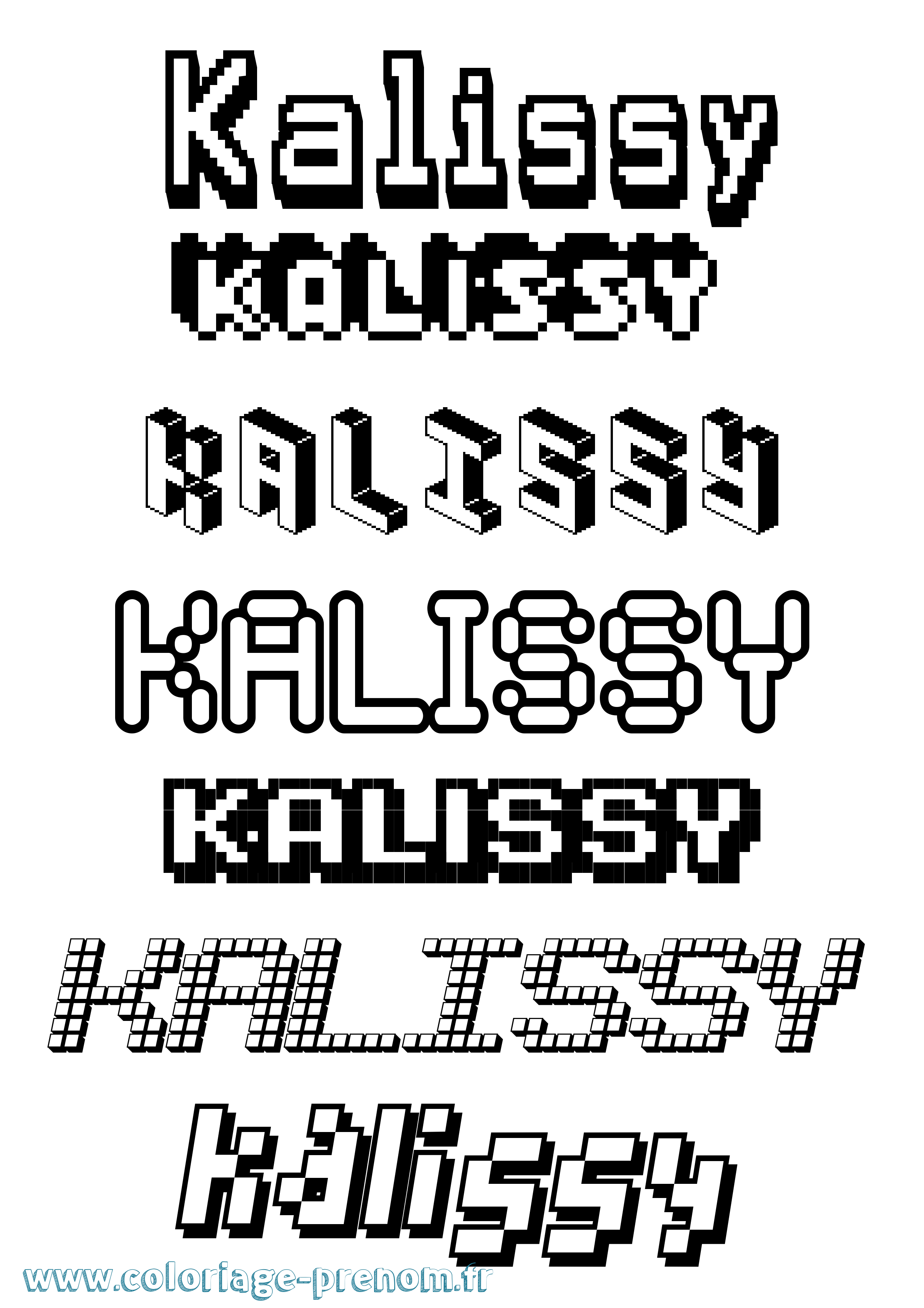 Coloriage Kalissy Pixel Coloriage prénom Kalissy Pixel