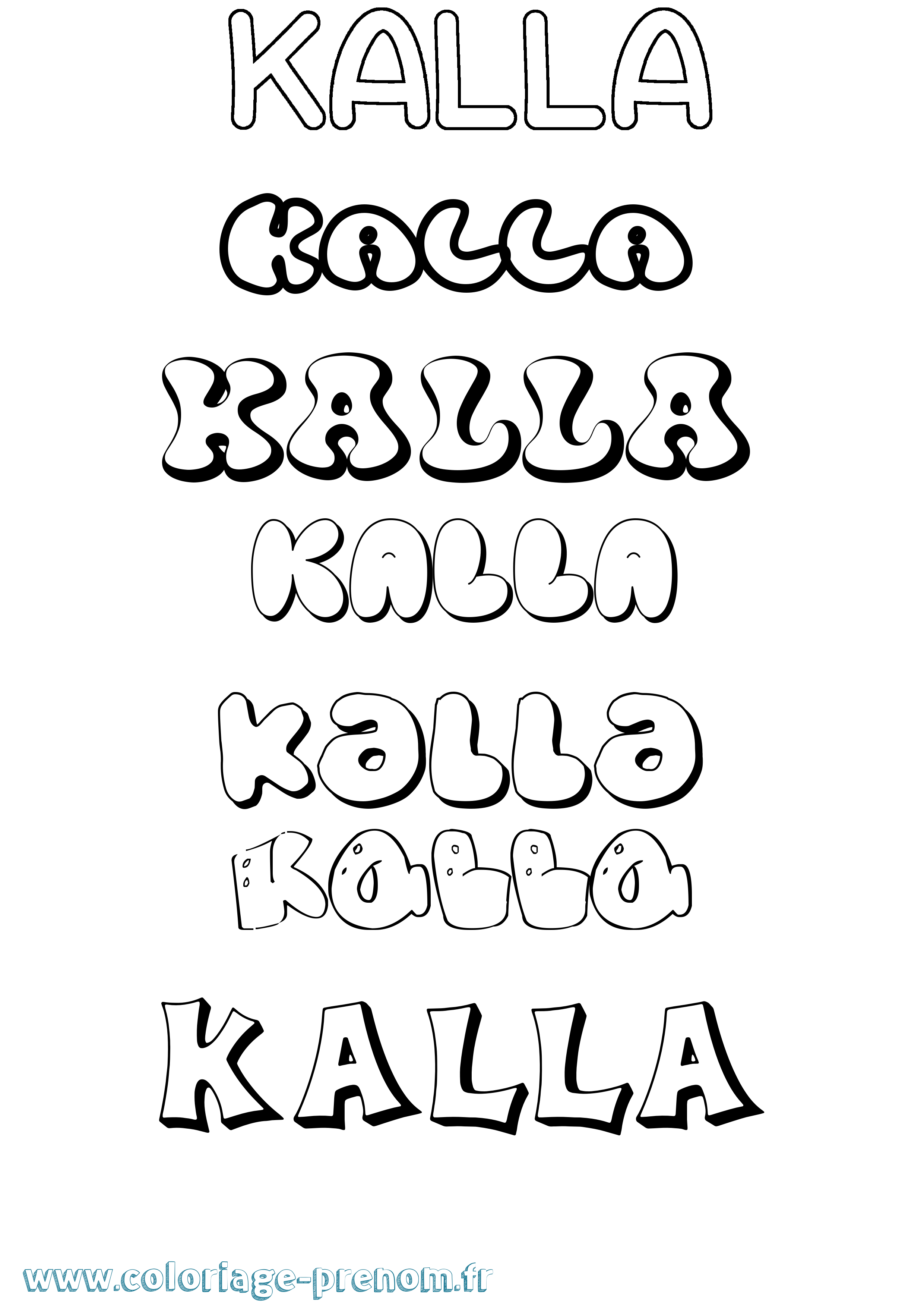 Coloriage Kalla Bubble Coloriage prénom Kalla Bubble