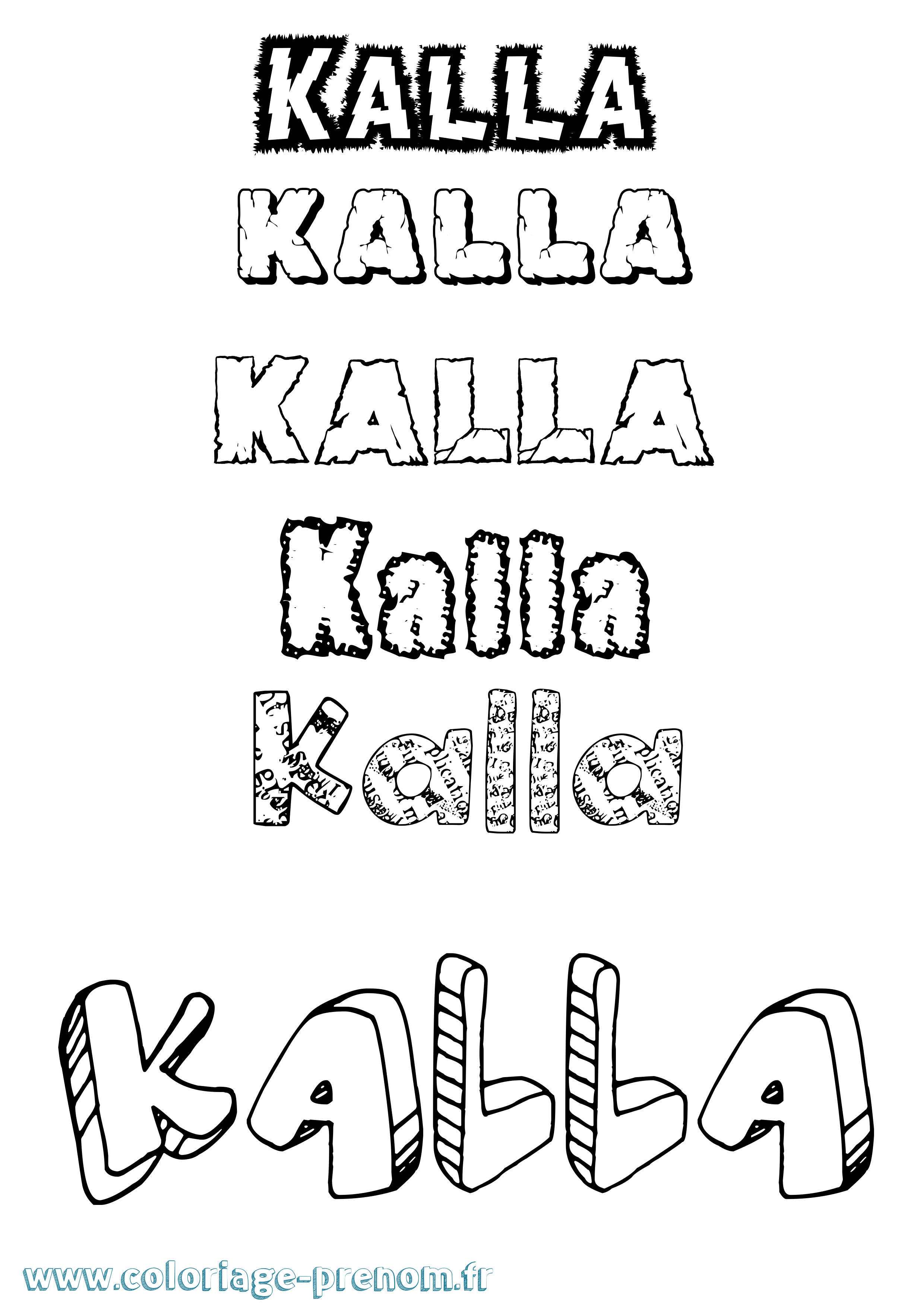 Coloriage Kalla Destructuré Coloriage prénom Kalla Destructuré