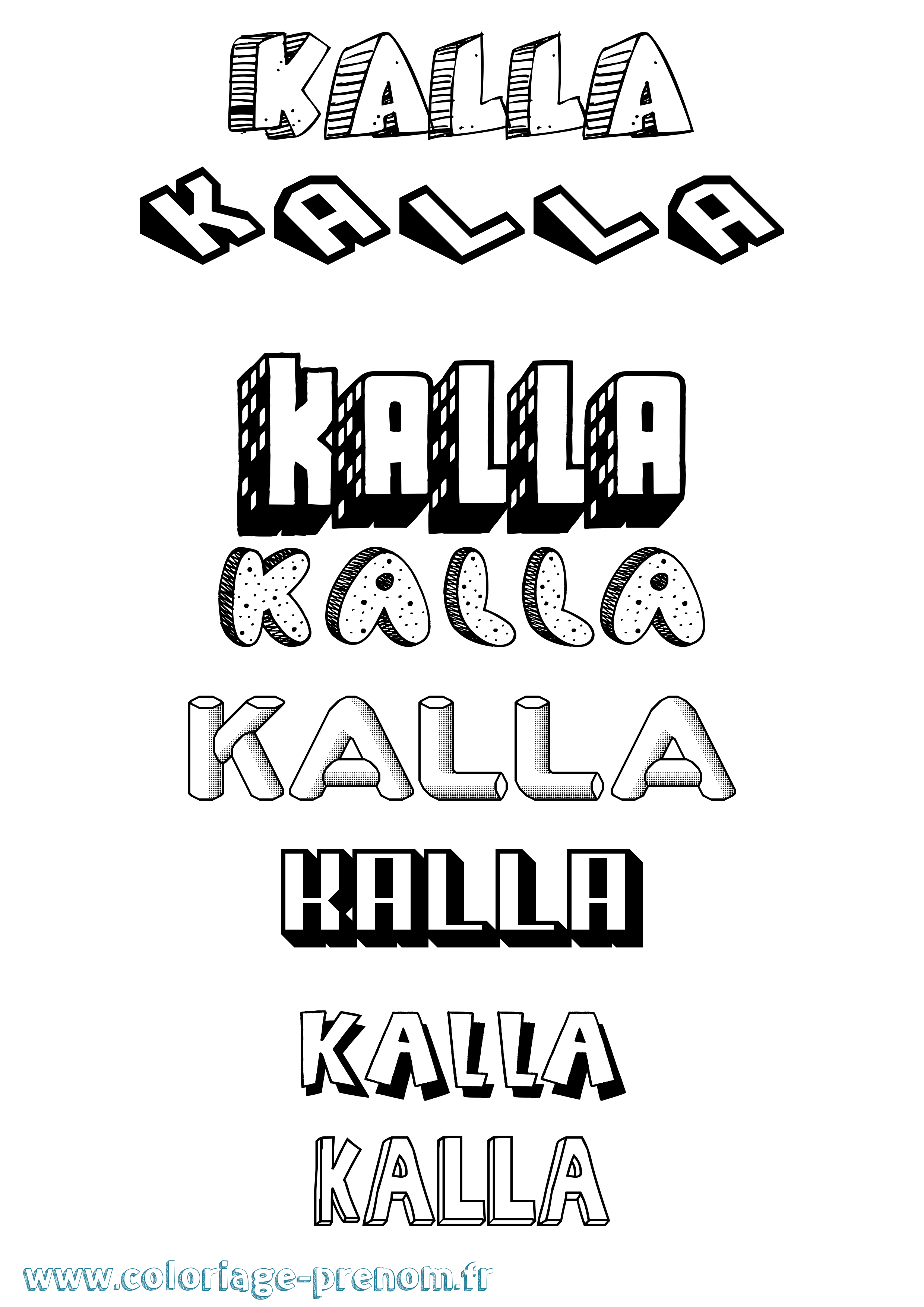 Coloriage Kalla Effet 3D Coloriage prénom Kalla Effet 3D