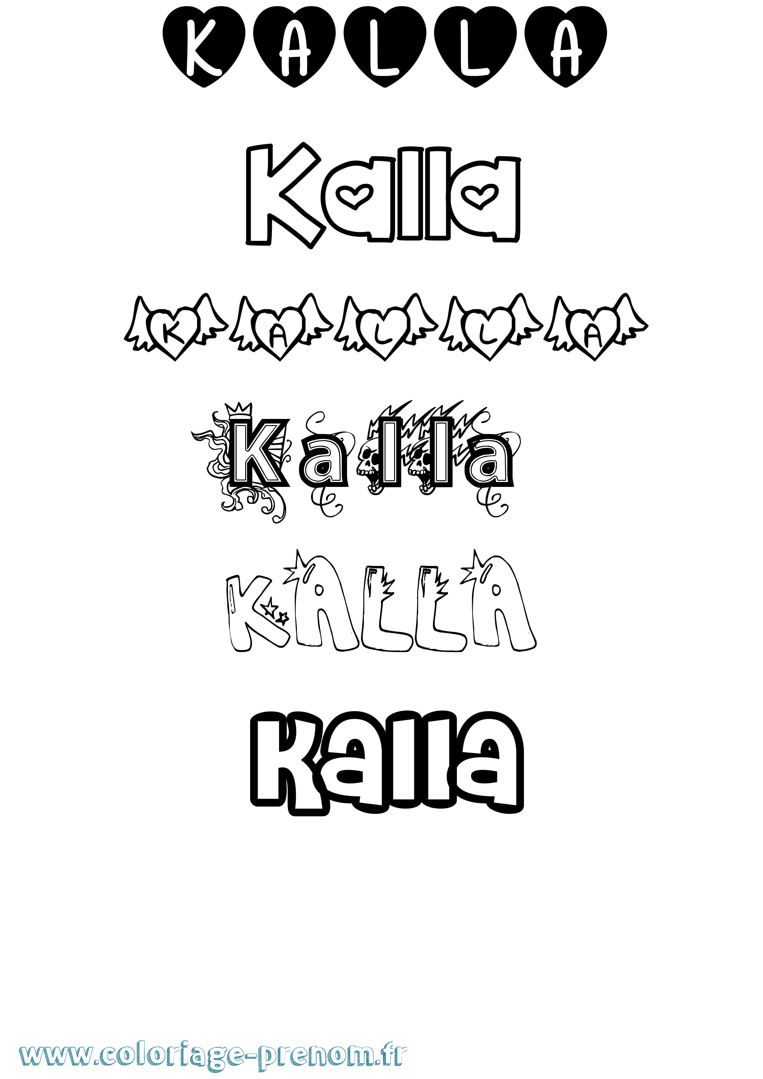 Coloriage Kalla Girly Coloriage prénom Kalla Girly