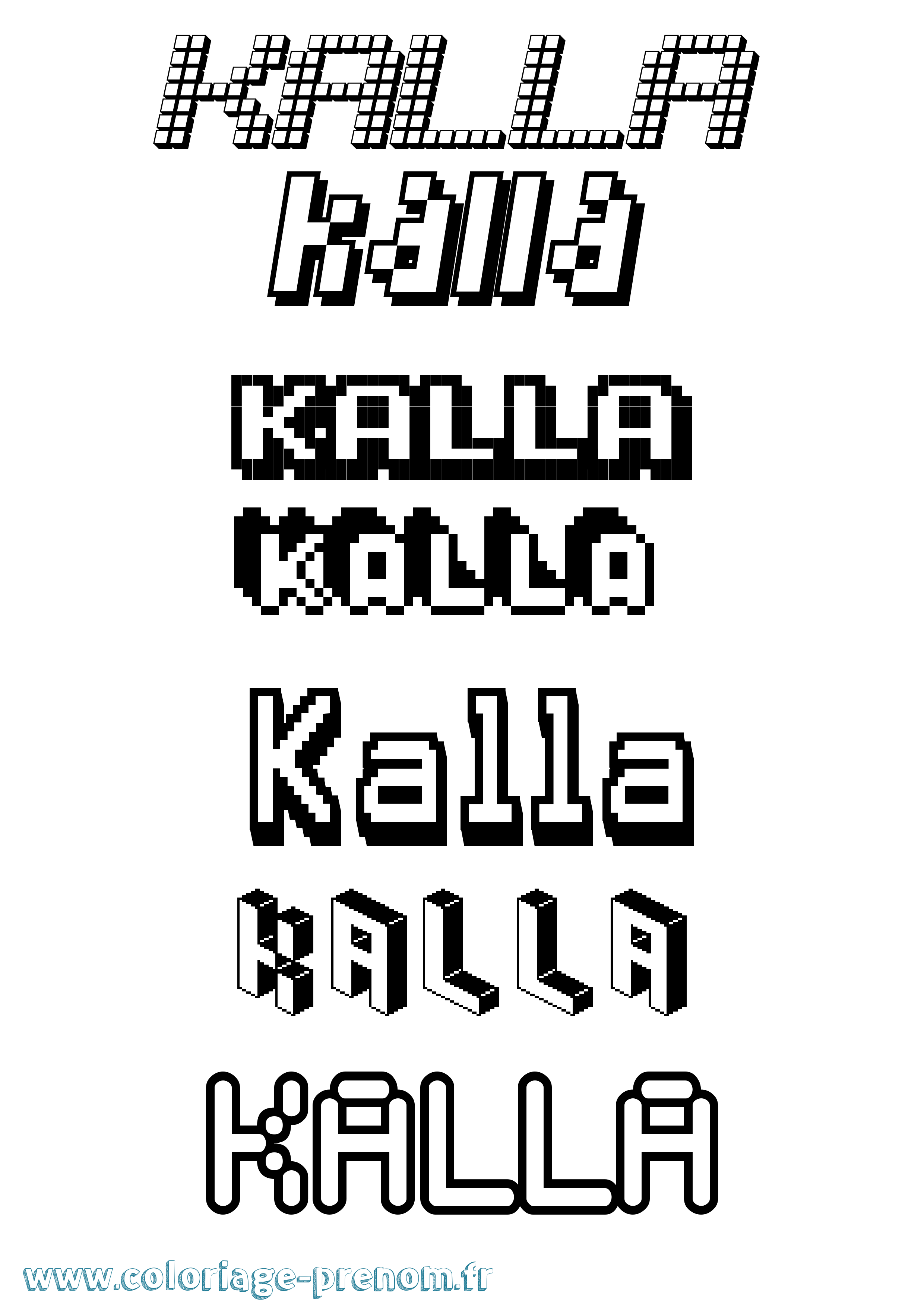 Coloriage Kalla Pixel Coloriage prénom Kalla Pixel