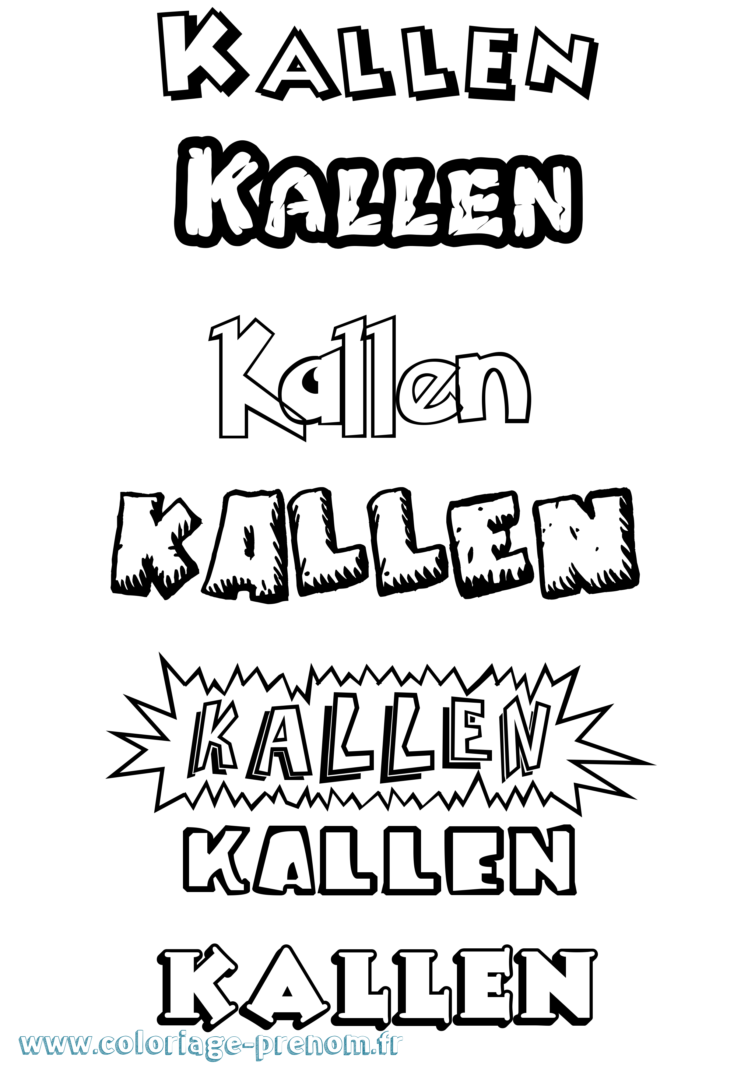 Coloriage Kallen Dessin Animé Coloriage prénom Kallen Dessin Animé
