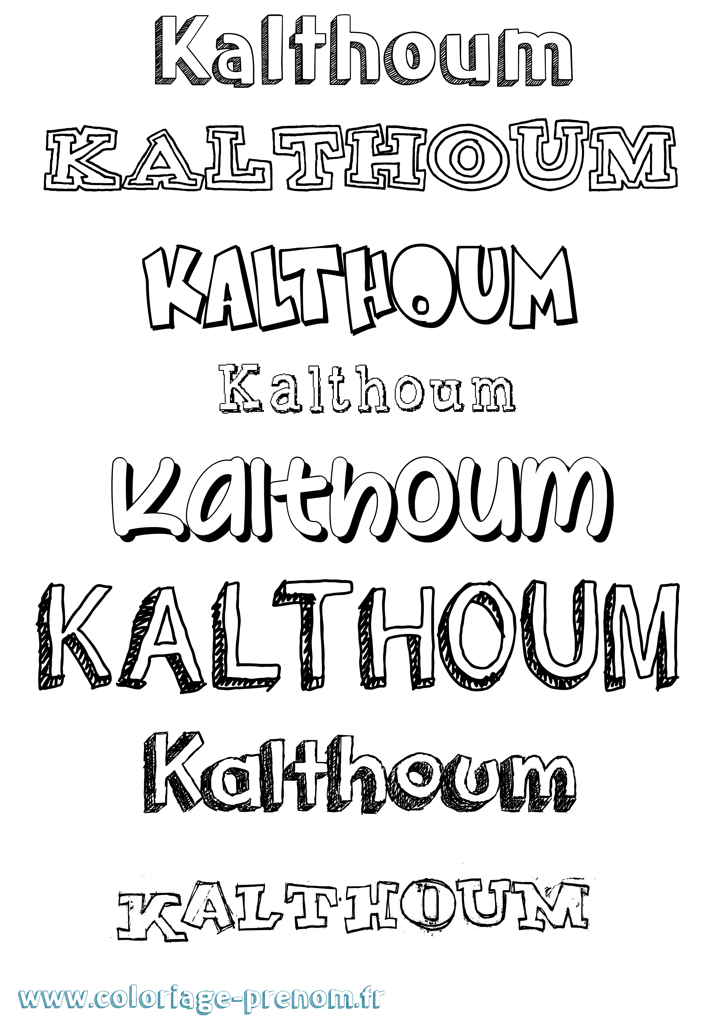 Coloriage Kalthoum Dessiné Coloriage prénom Kalthoum Dessiné