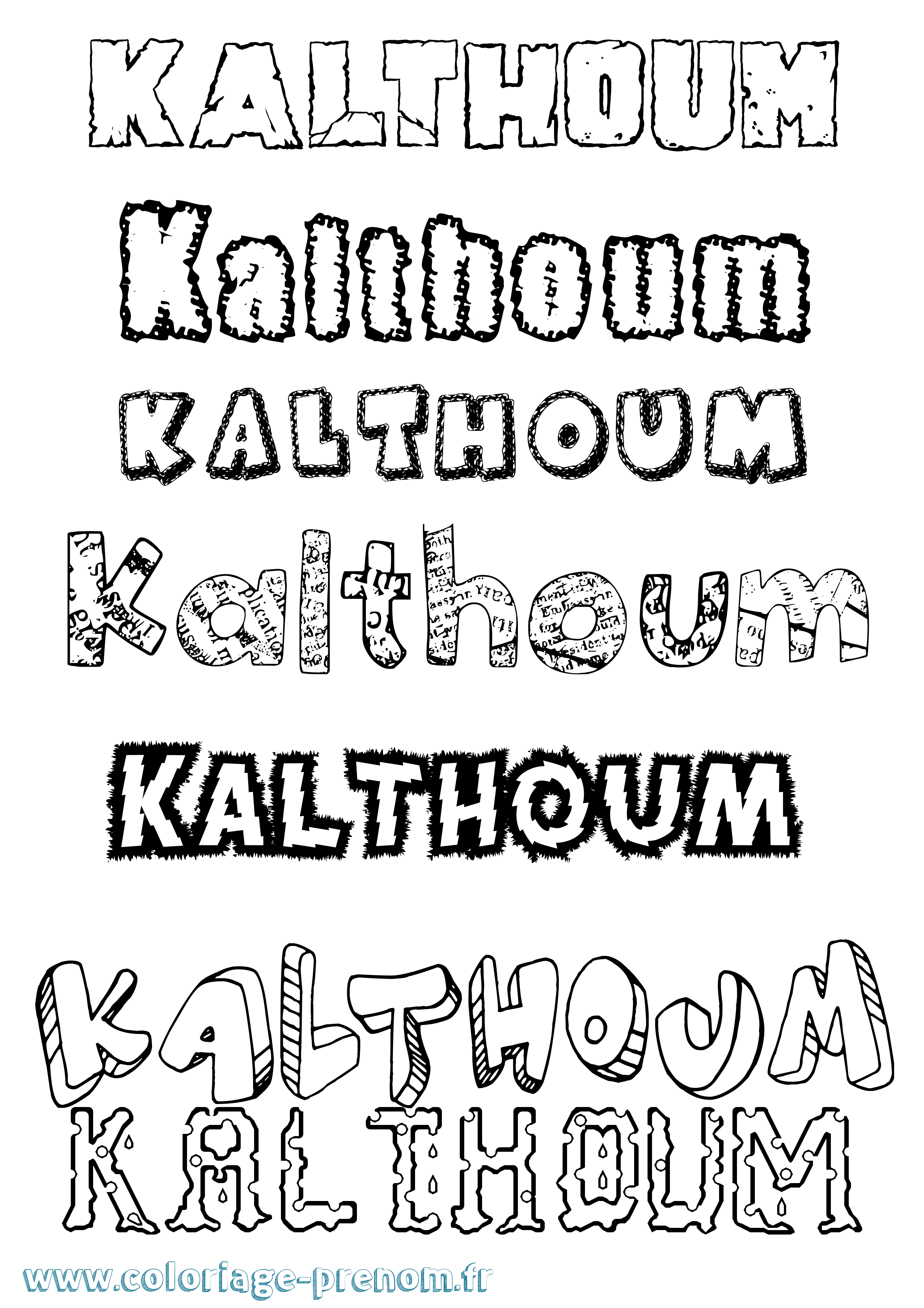 Coloriage Kalthoum Destructuré Coloriage prénom Kalthoum Destructuré
