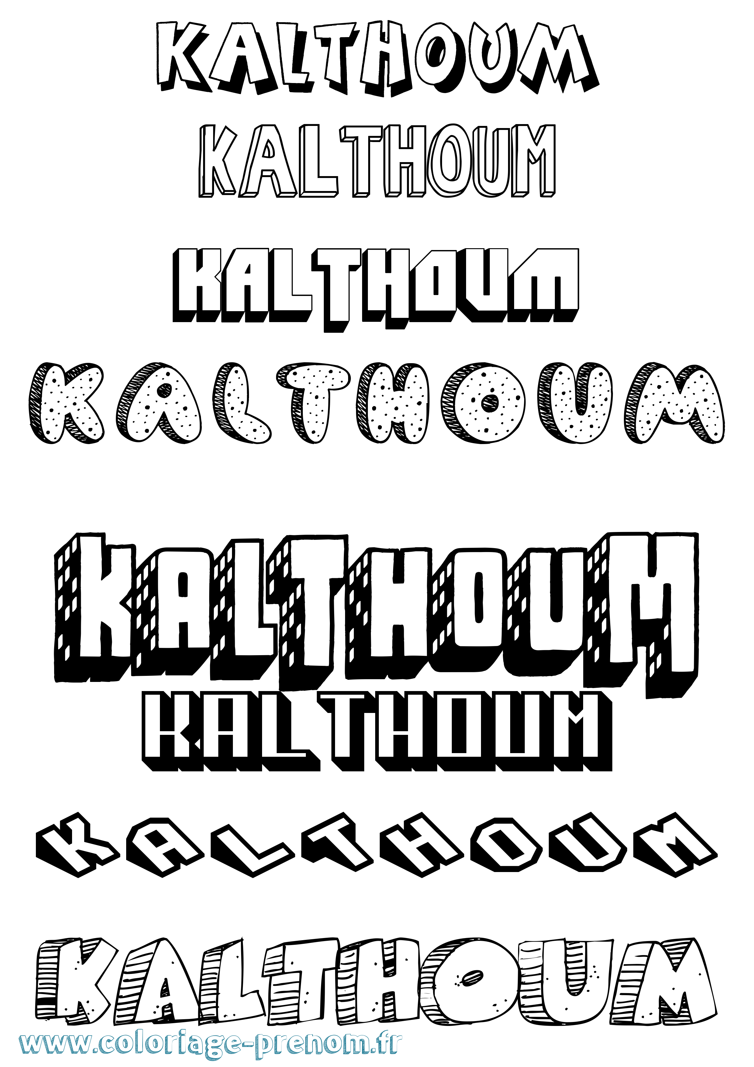 Coloriage Kalthoum Effet 3D Coloriage prénom Kalthoum Effet 3D