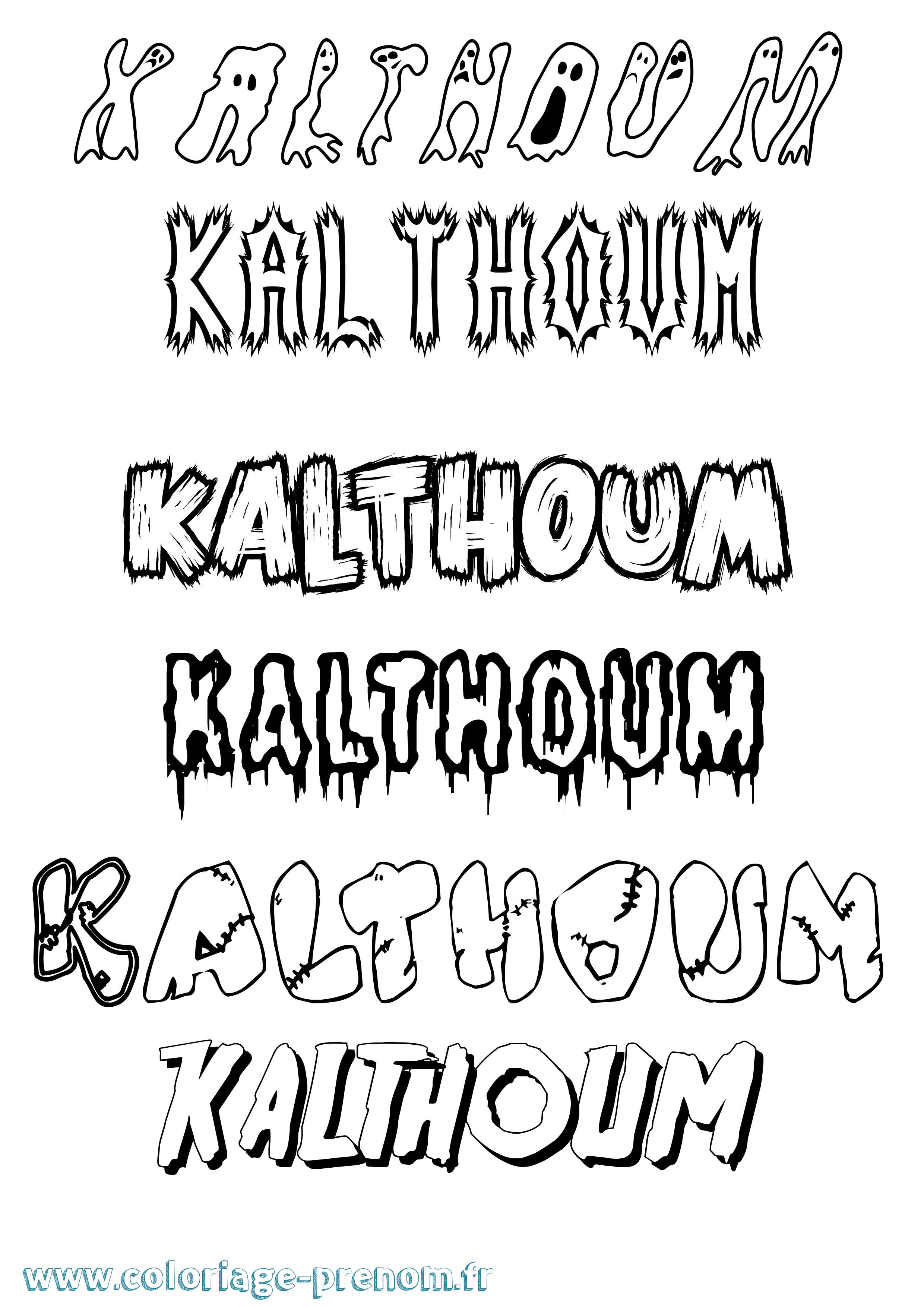 Coloriage Kalthoum Frisson Coloriage prénom Kalthoum Frisson