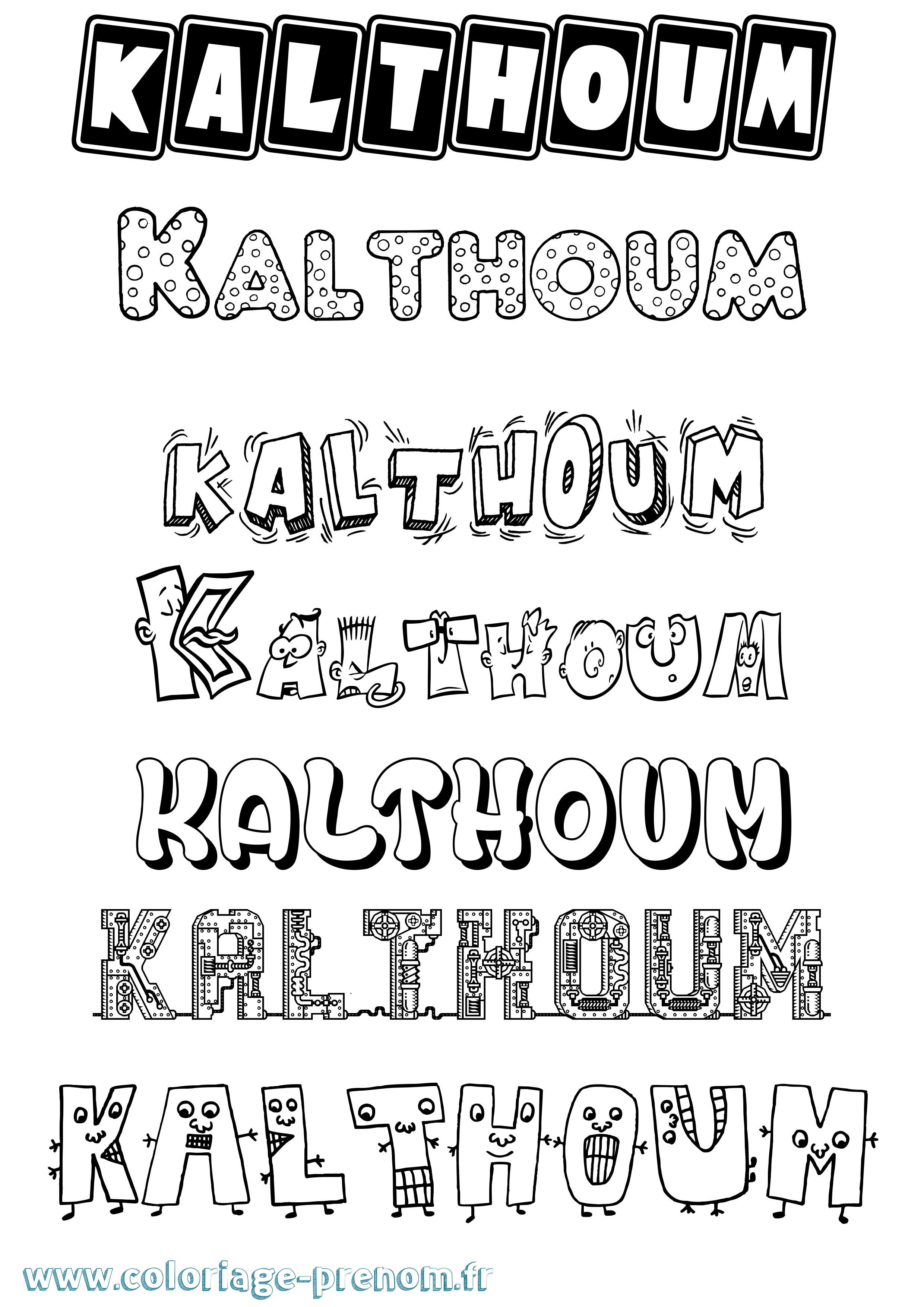 Coloriage Kalthoum Fun Coloriage prénom Kalthoum Fun