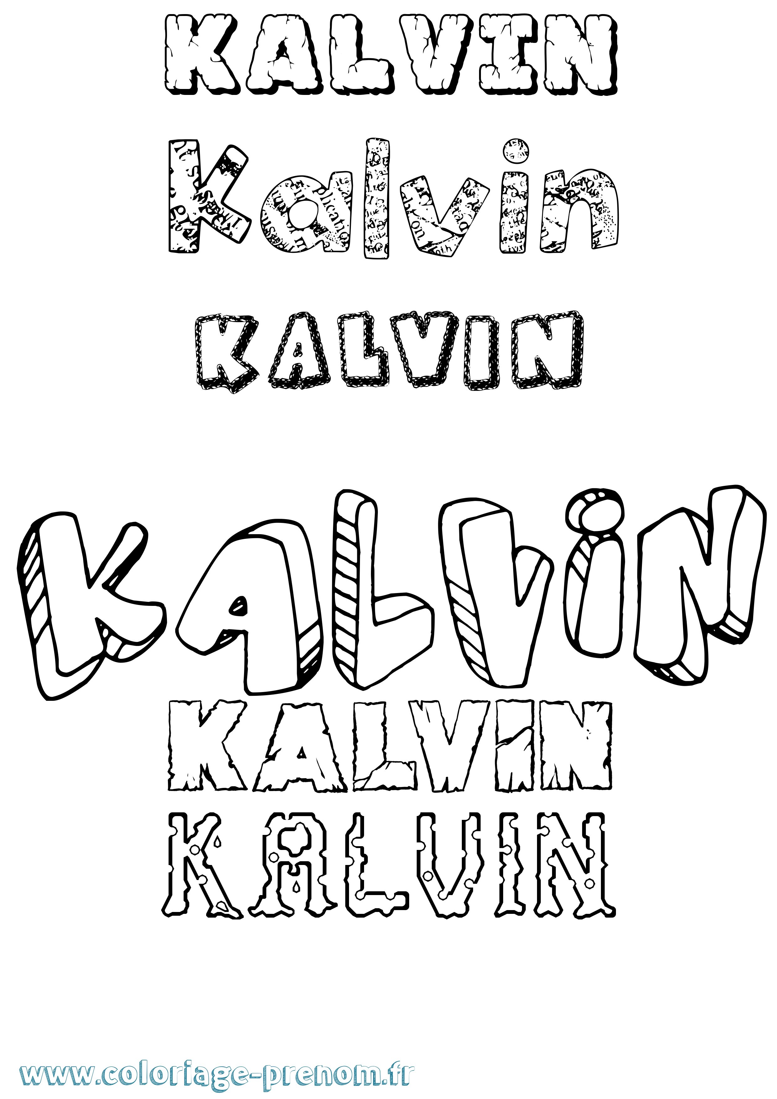 Coloriage Kalvin Destructuré Coloriage prénom Kalvin Destructuré