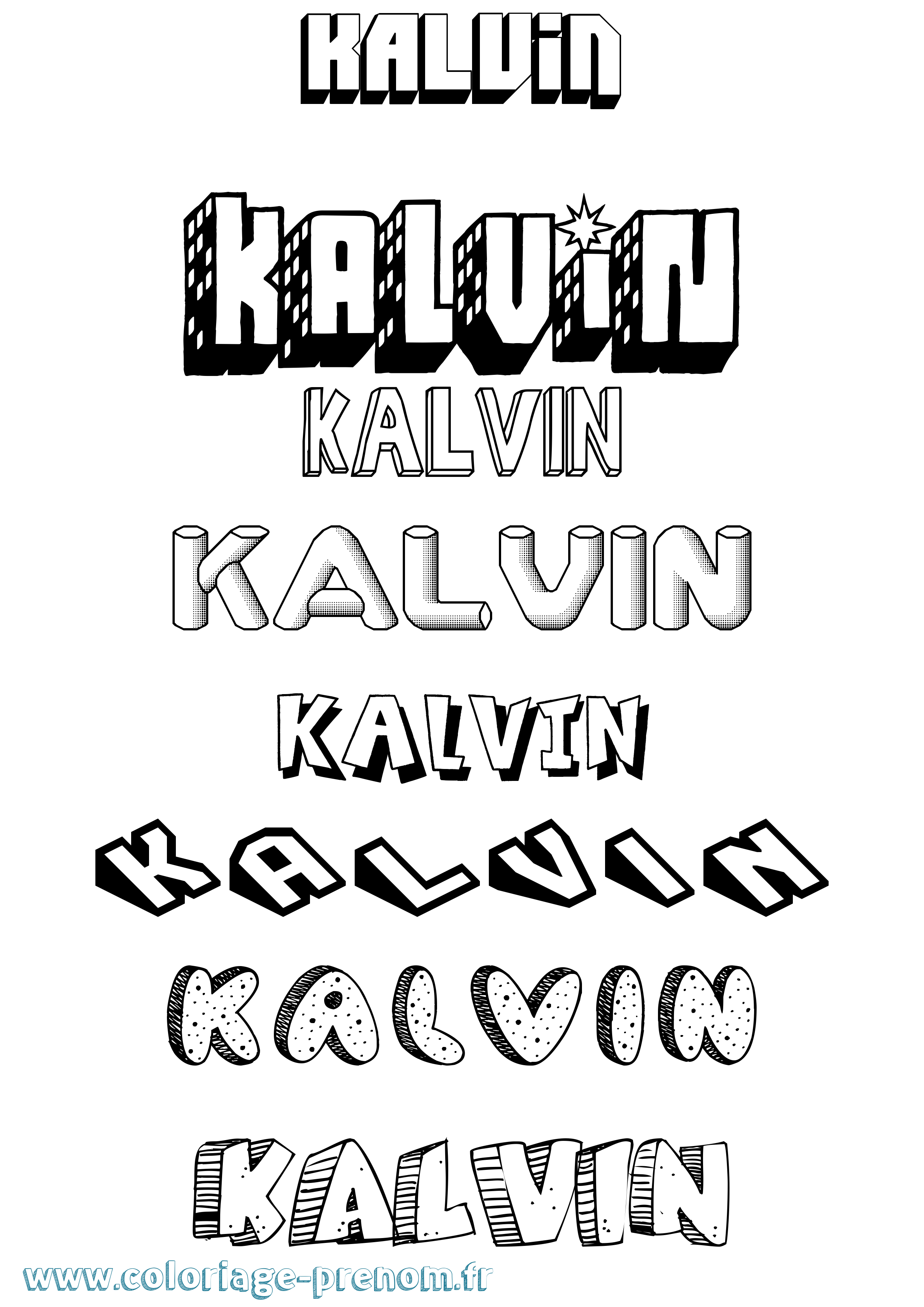 Coloriage Kalvin Effet 3D Coloriage prénom Kalvin Effet 3D
