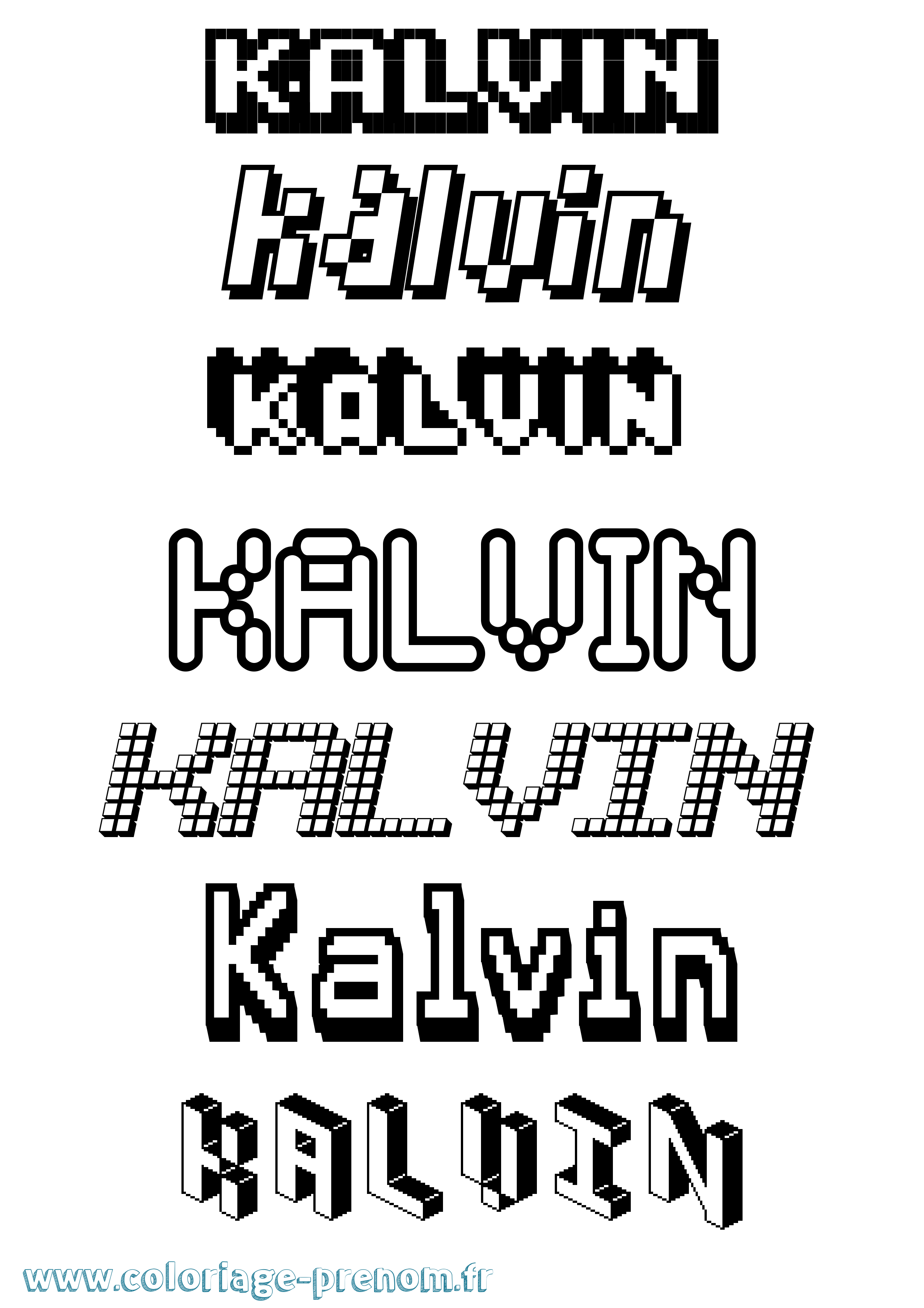 Coloriage Kalvin Pixel Coloriage prénom Kalvin Pixel
