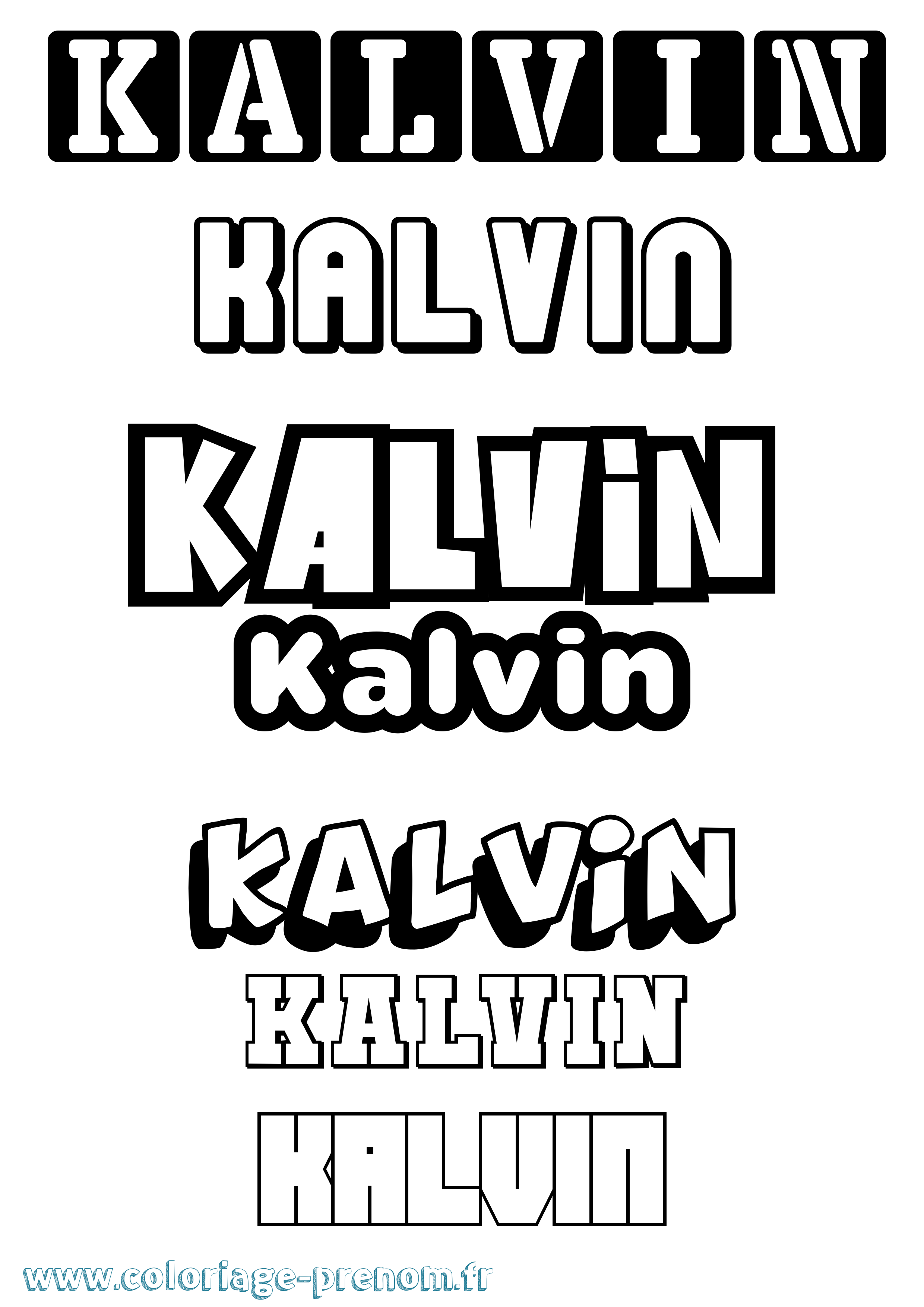 Coloriage Kalvin Simple Coloriage prénom Kalvin Simple