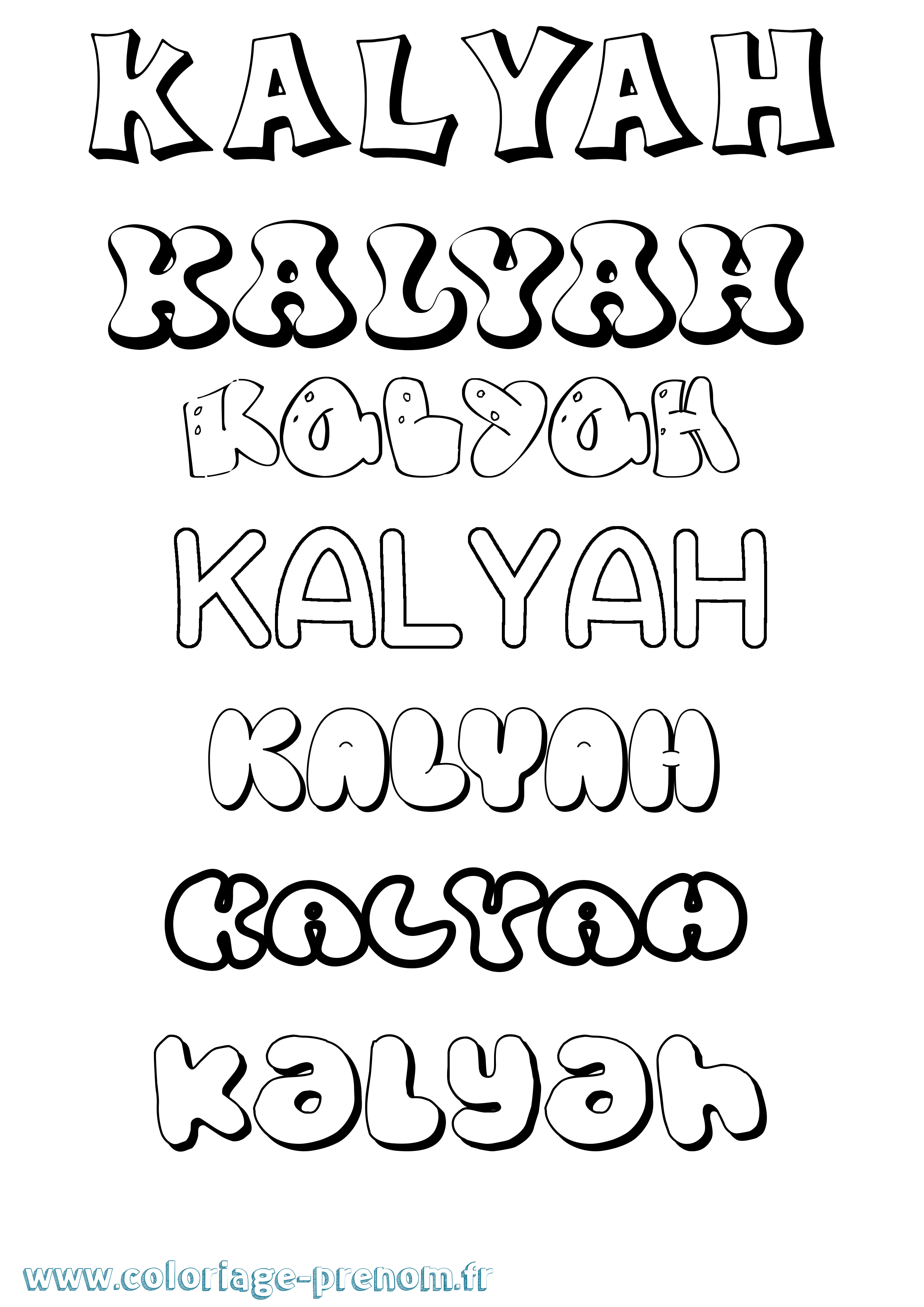 Coloriage Kalyah Bubble Coloriage prénom Kalyah Bubble