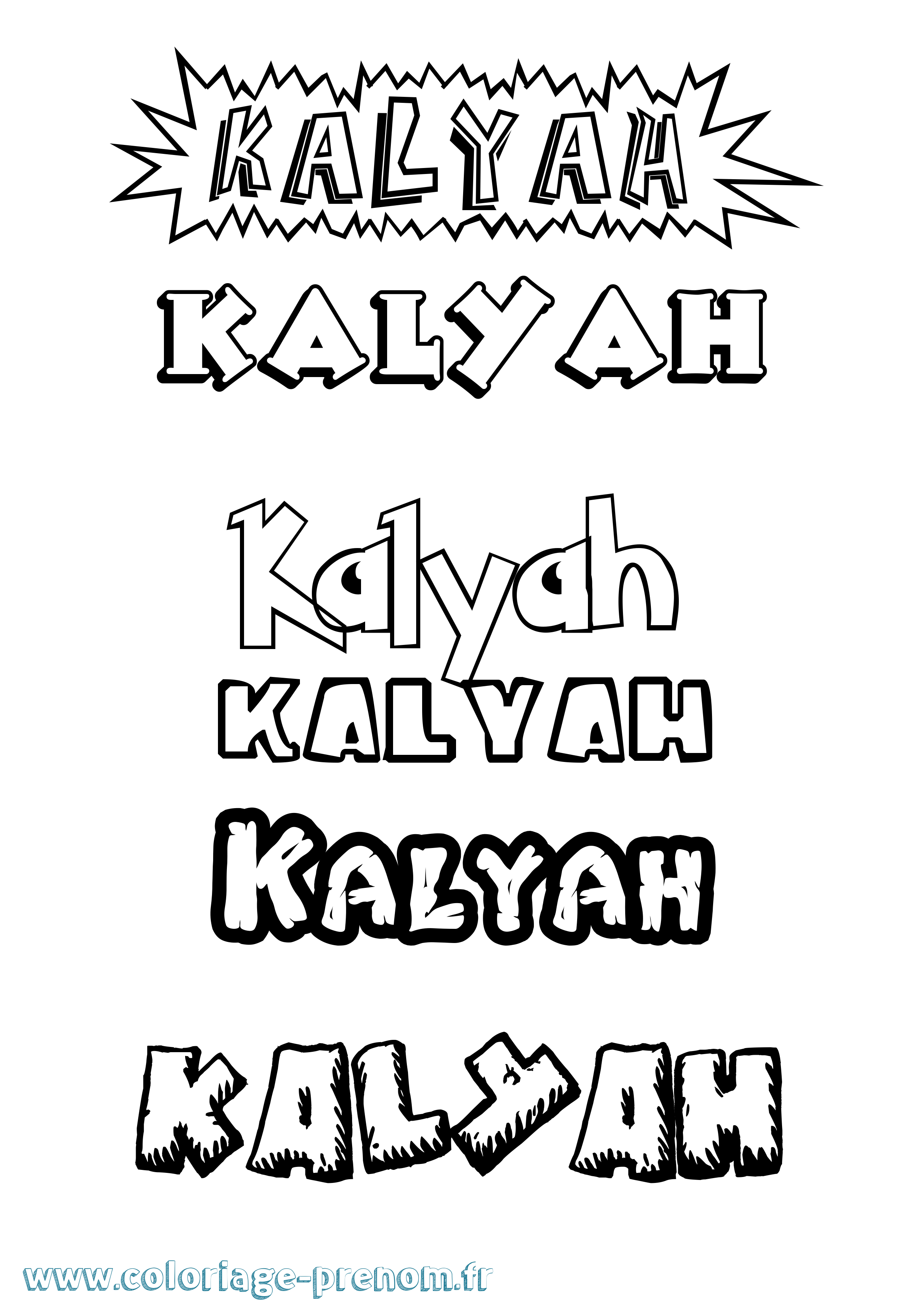 Coloriage Kalyah Dessin Animé Coloriage prénom Kalyah Dessin Animé
