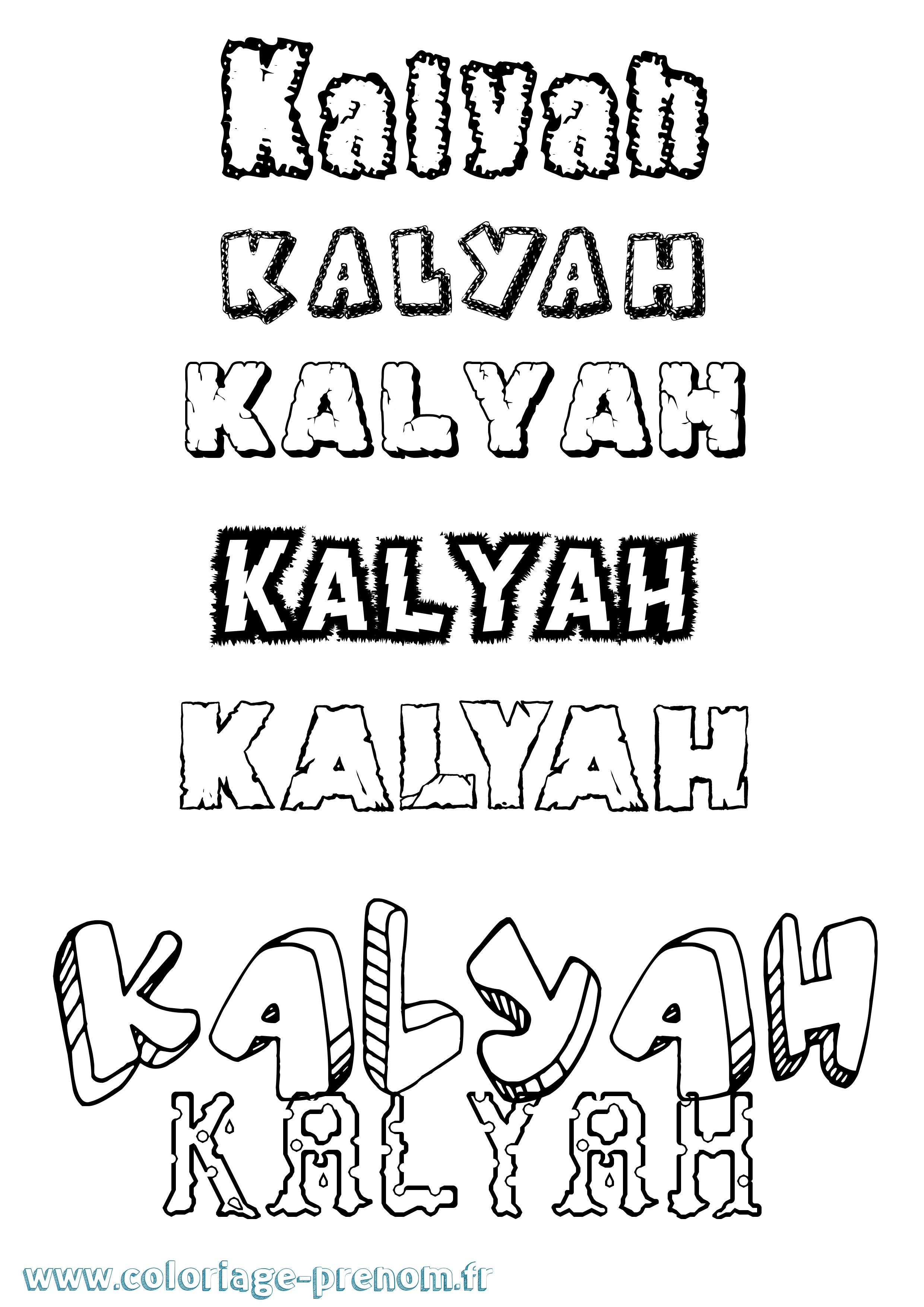 Coloriage Kalyah Destructuré Coloriage prénom Kalyah Destructuré