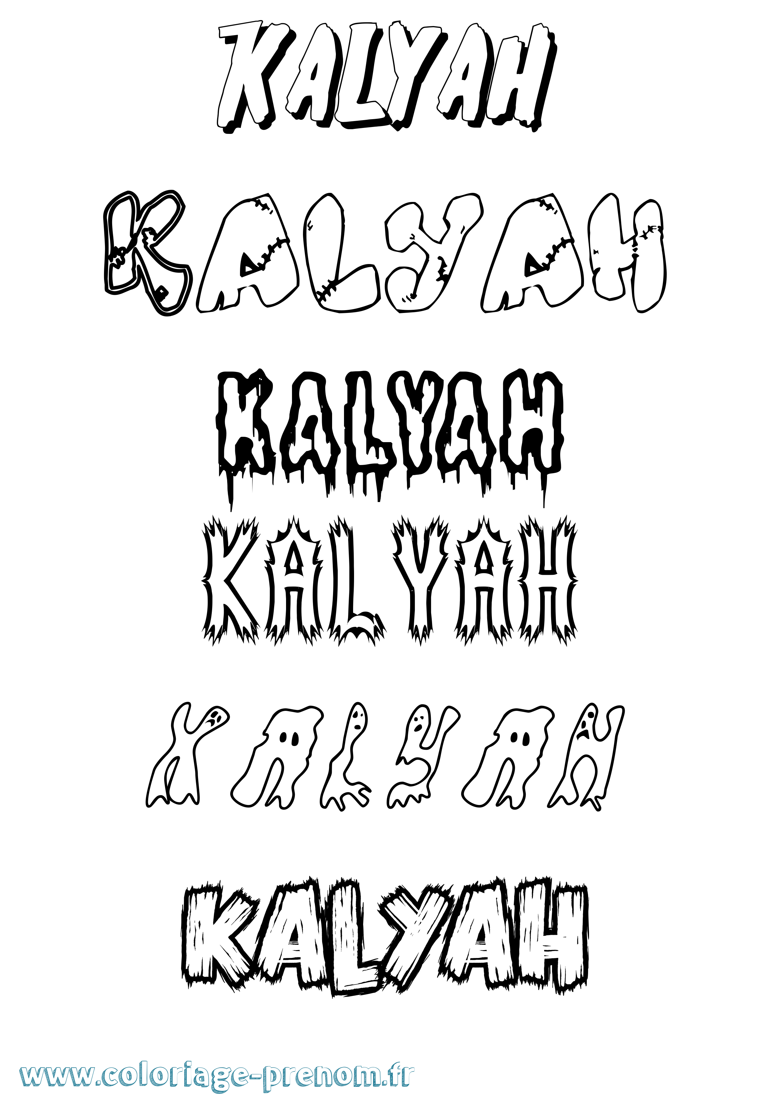 Coloriage Kalyah Frisson Coloriage prénom Kalyah Frisson
