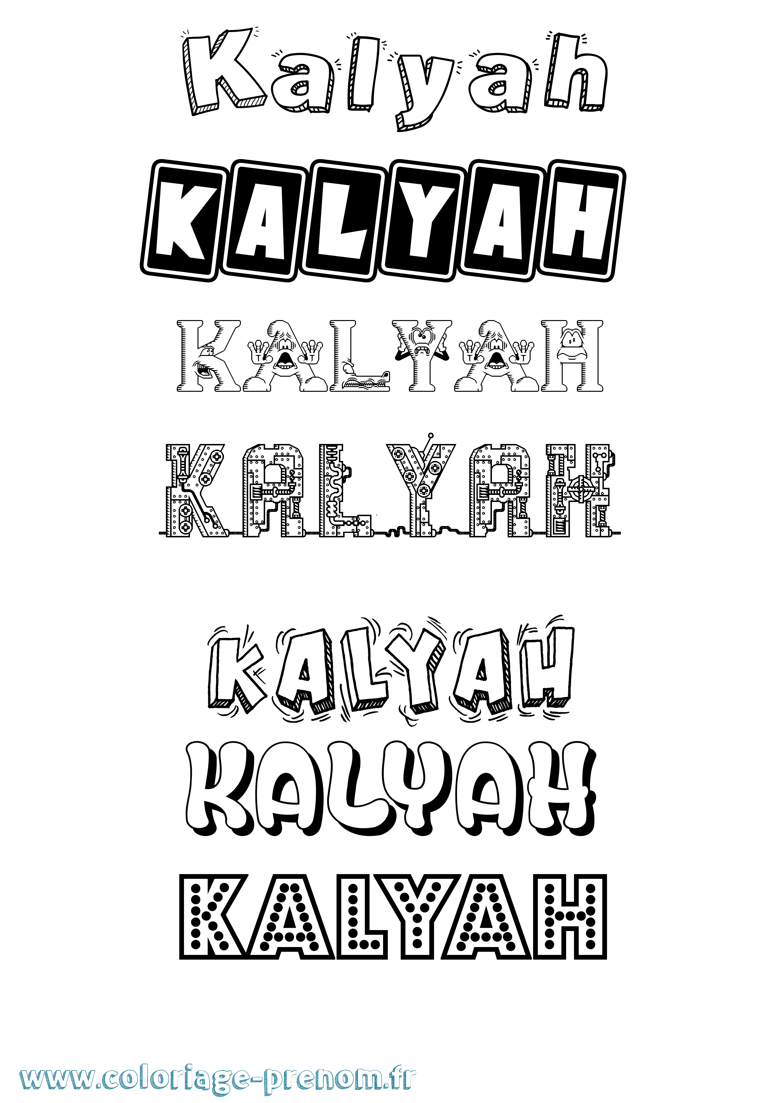 Coloriage Kalyah Fun Coloriage prénom Kalyah Fun