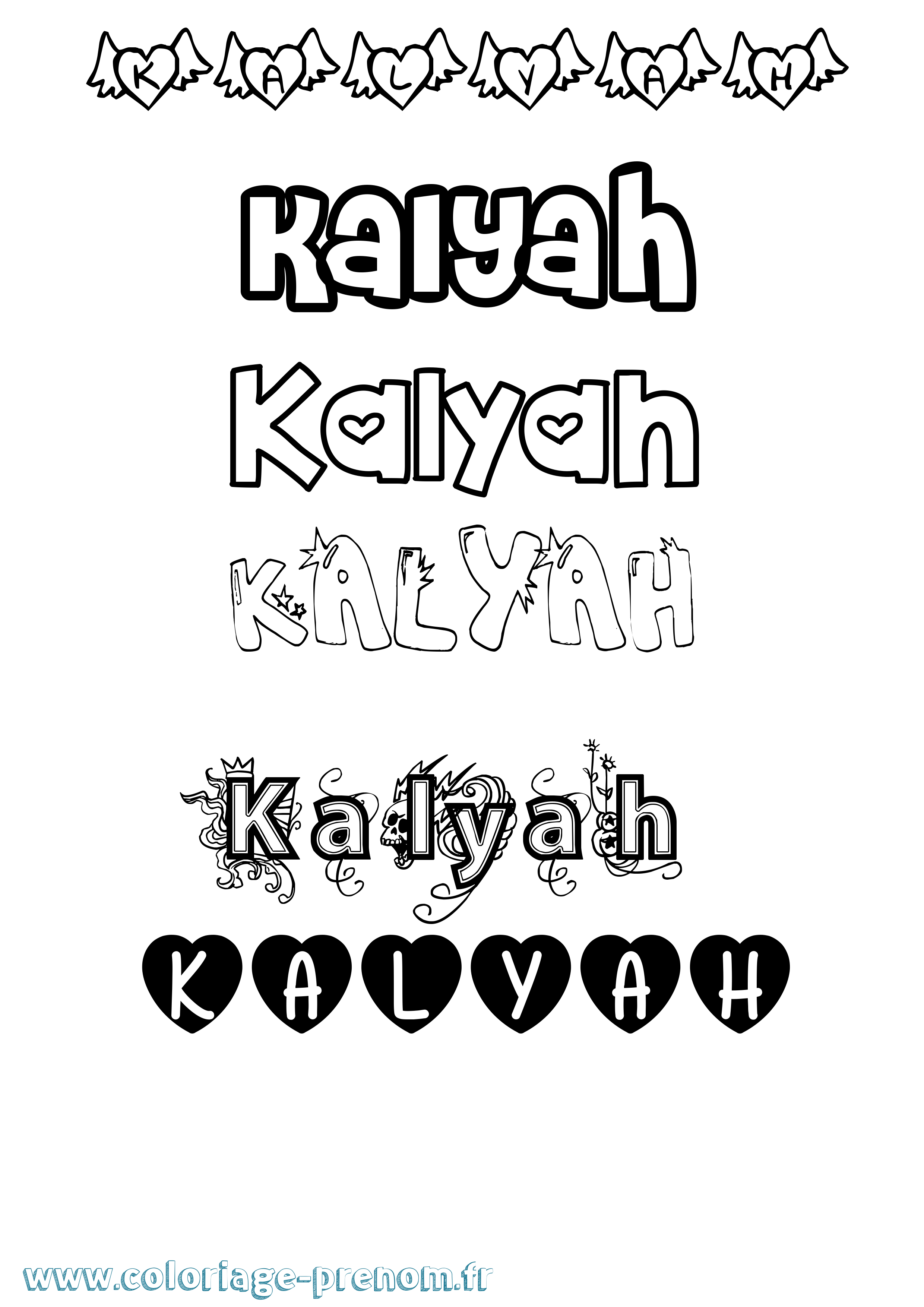 Coloriage Kalyah Girly Coloriage prénom Kalyah Girly
