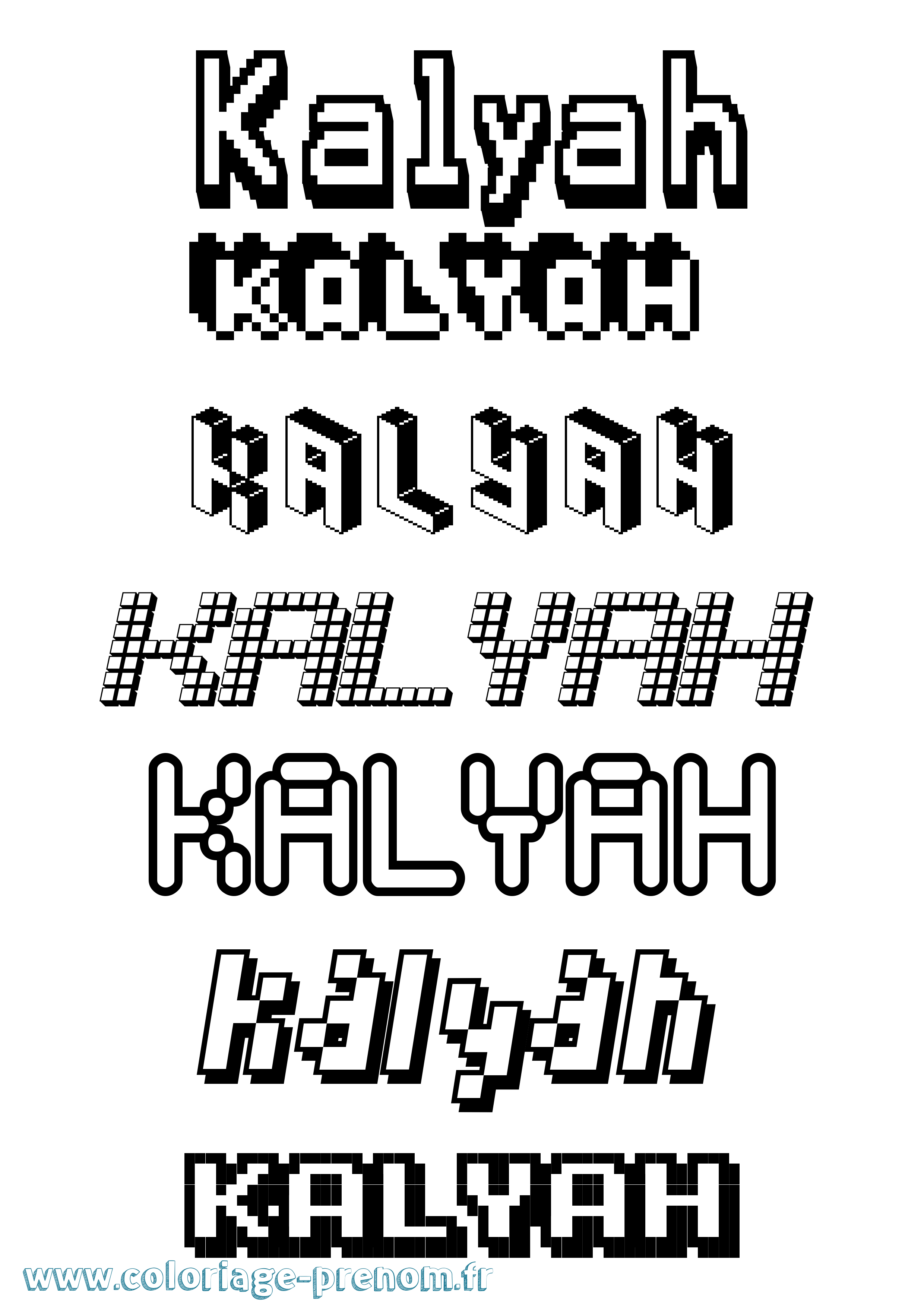 Coloriage Kalyah Pixel Coloriage prénom Kalyah Pixel
