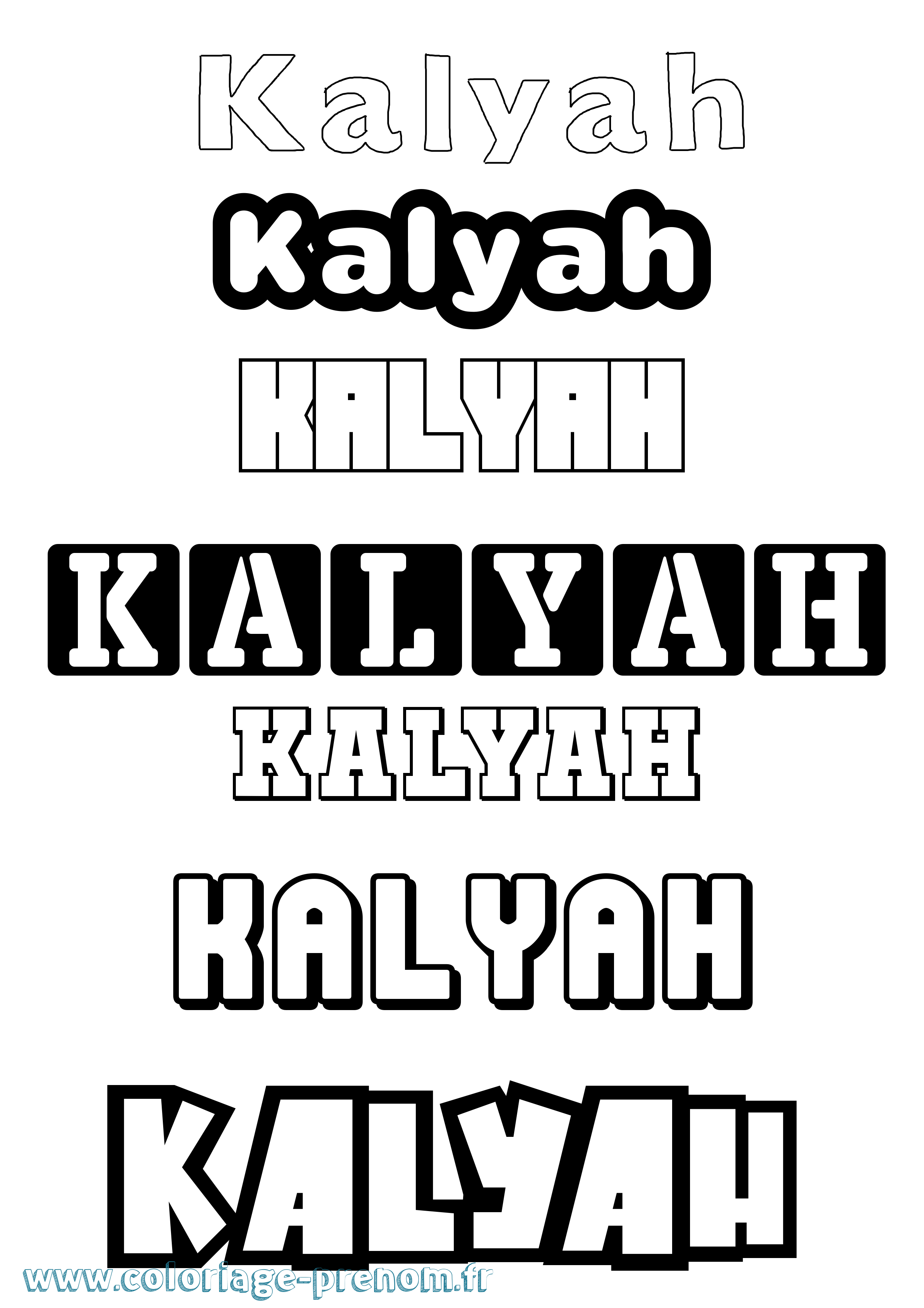 Coloriage Kalyah Simple Coloriage prénom Kalyah Simple