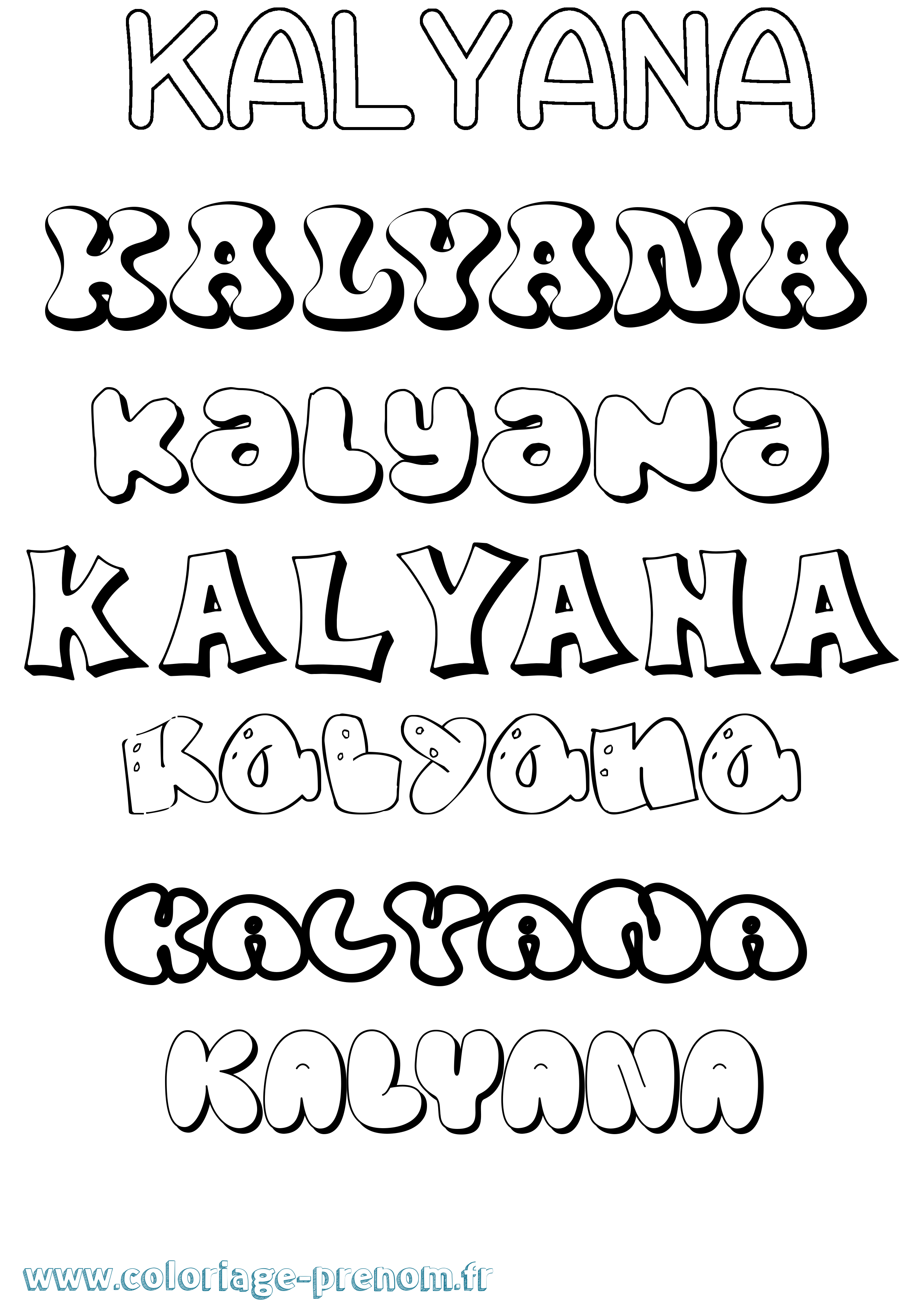 Coloriage Kalyana Bubble Coloriage prénom Kalyana Bubble