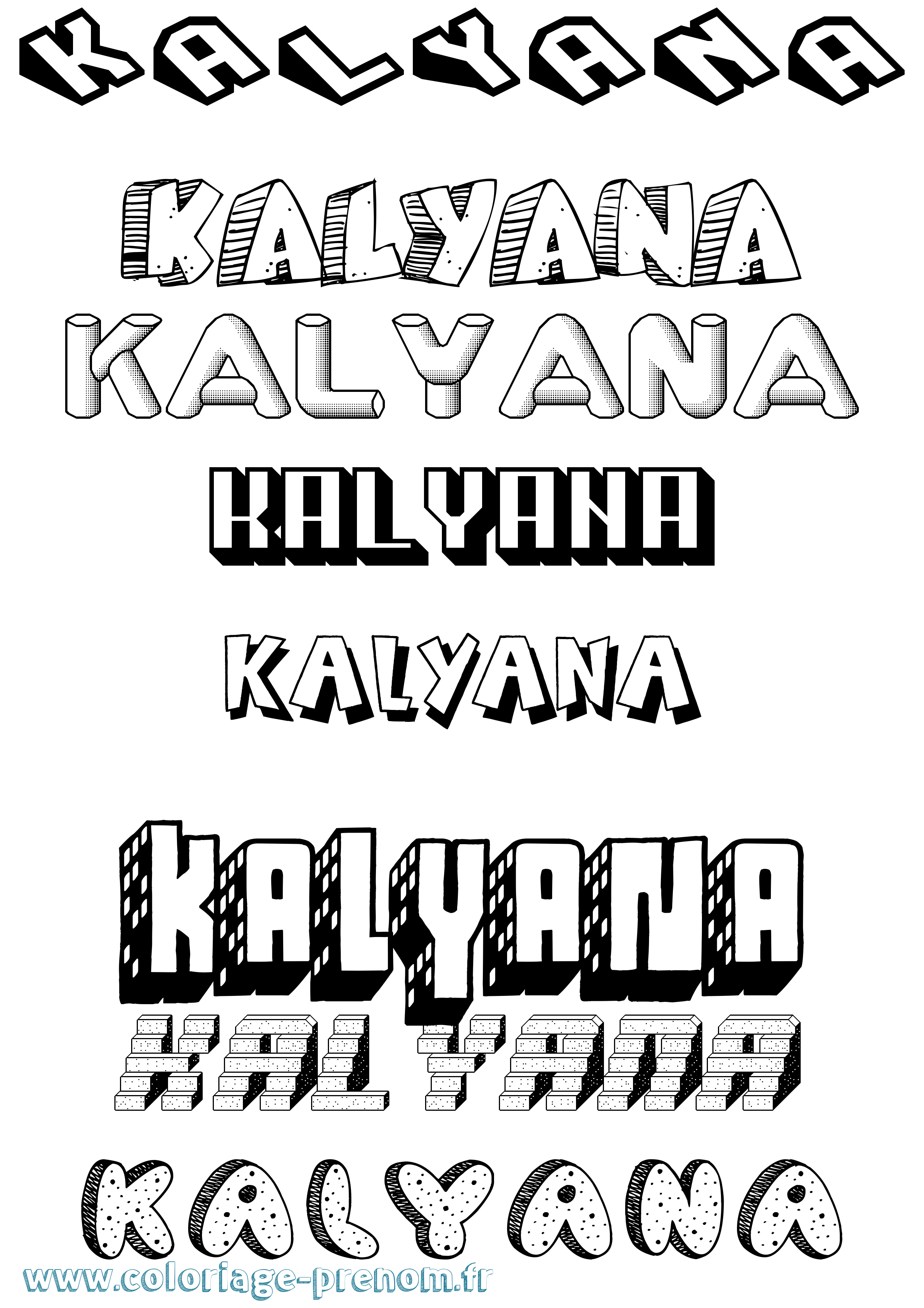 Coloriage Kalyana Effet 3D Coloriage prénom Kalyana Effet 3D