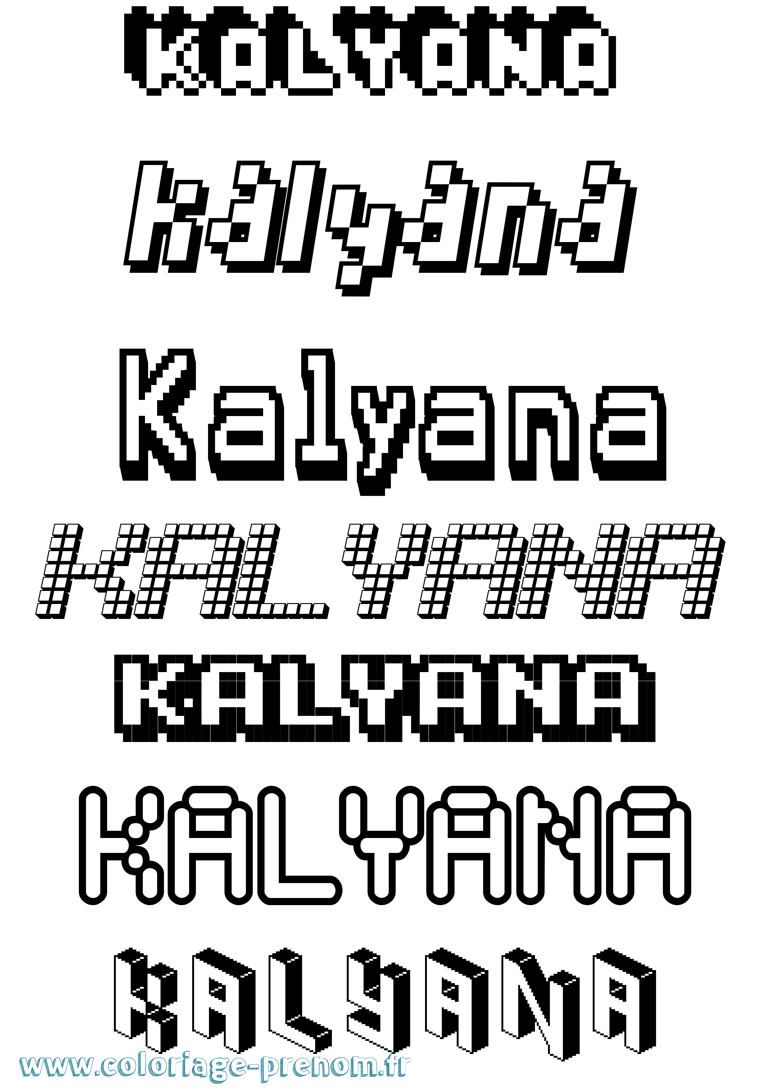 Coloriage Kalyana Pixel Coloriage prénom Kalyana Pixel