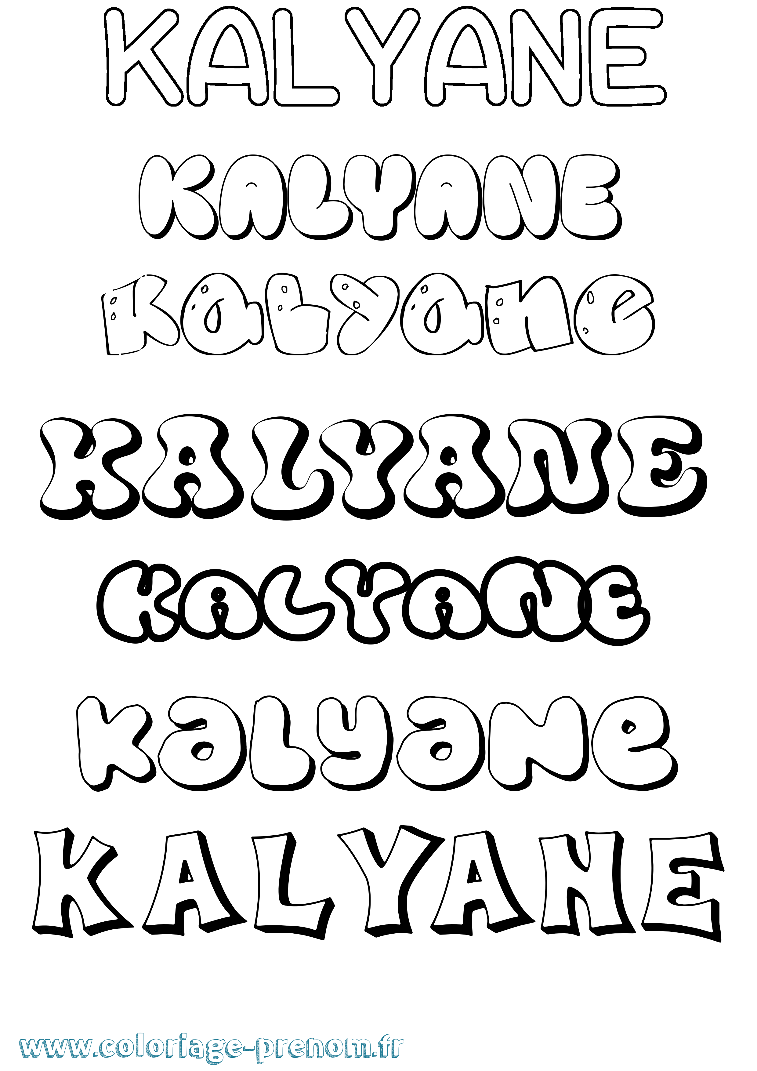 Coloriage Kalyane Bubble Coloriage prénom Kalyane Bubble