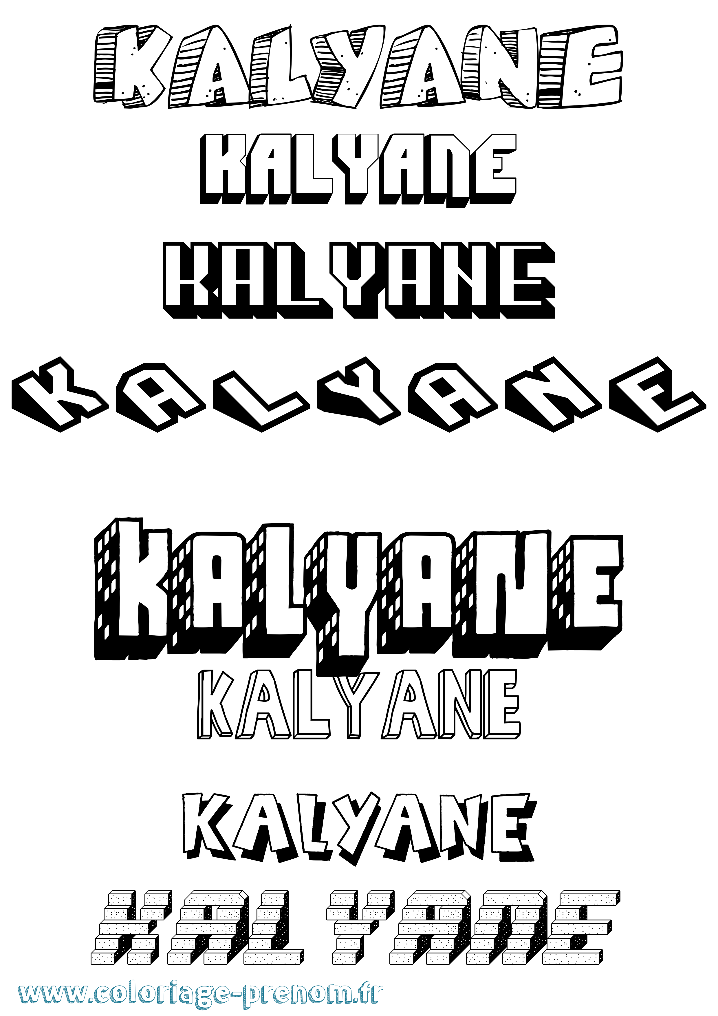 Coloriage Kalyane Effet 3D Coloriage prénom Kalyane Effet 3D