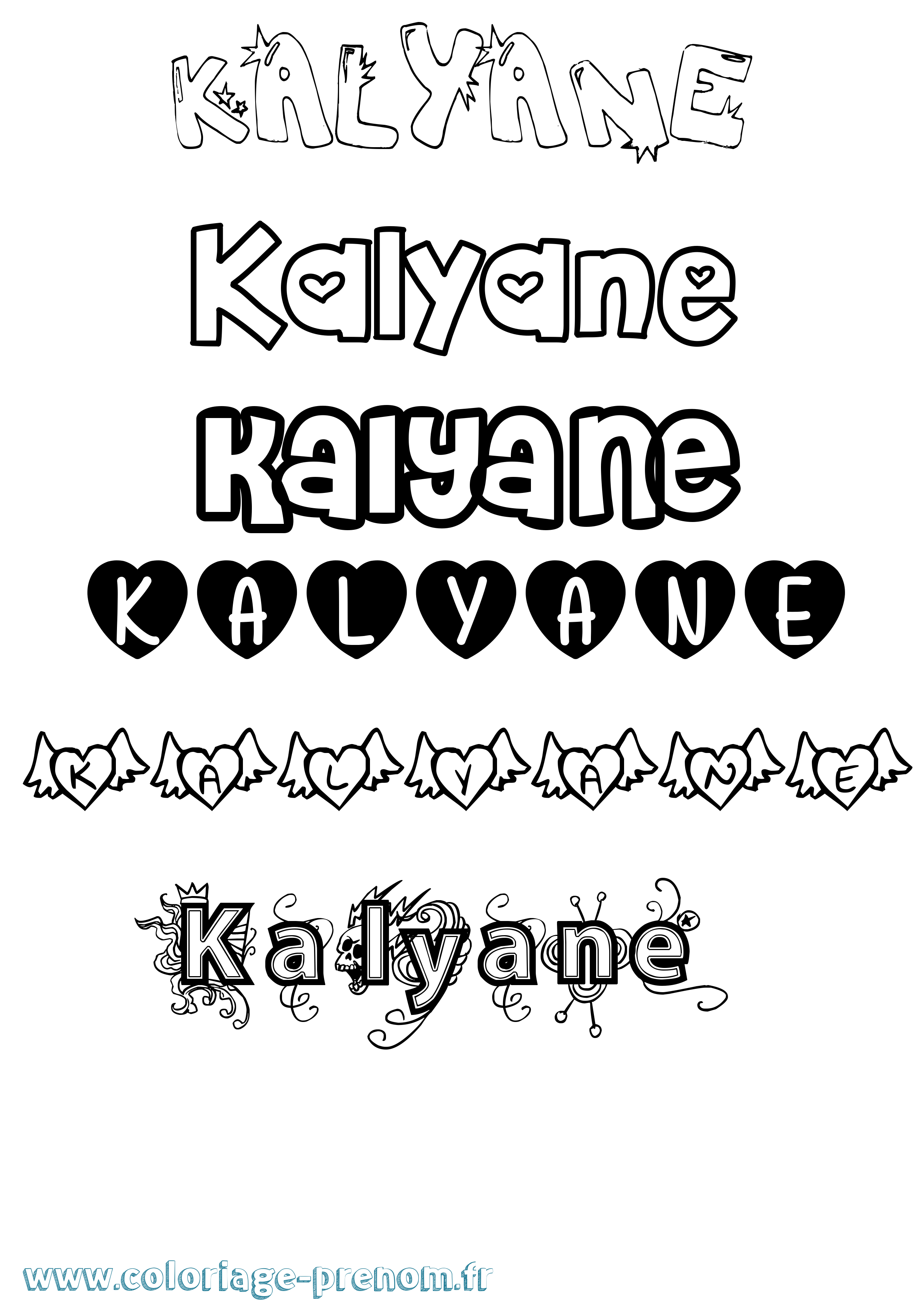Coloriage Kalyane Girly Coloriage prénom Kalyane Girly