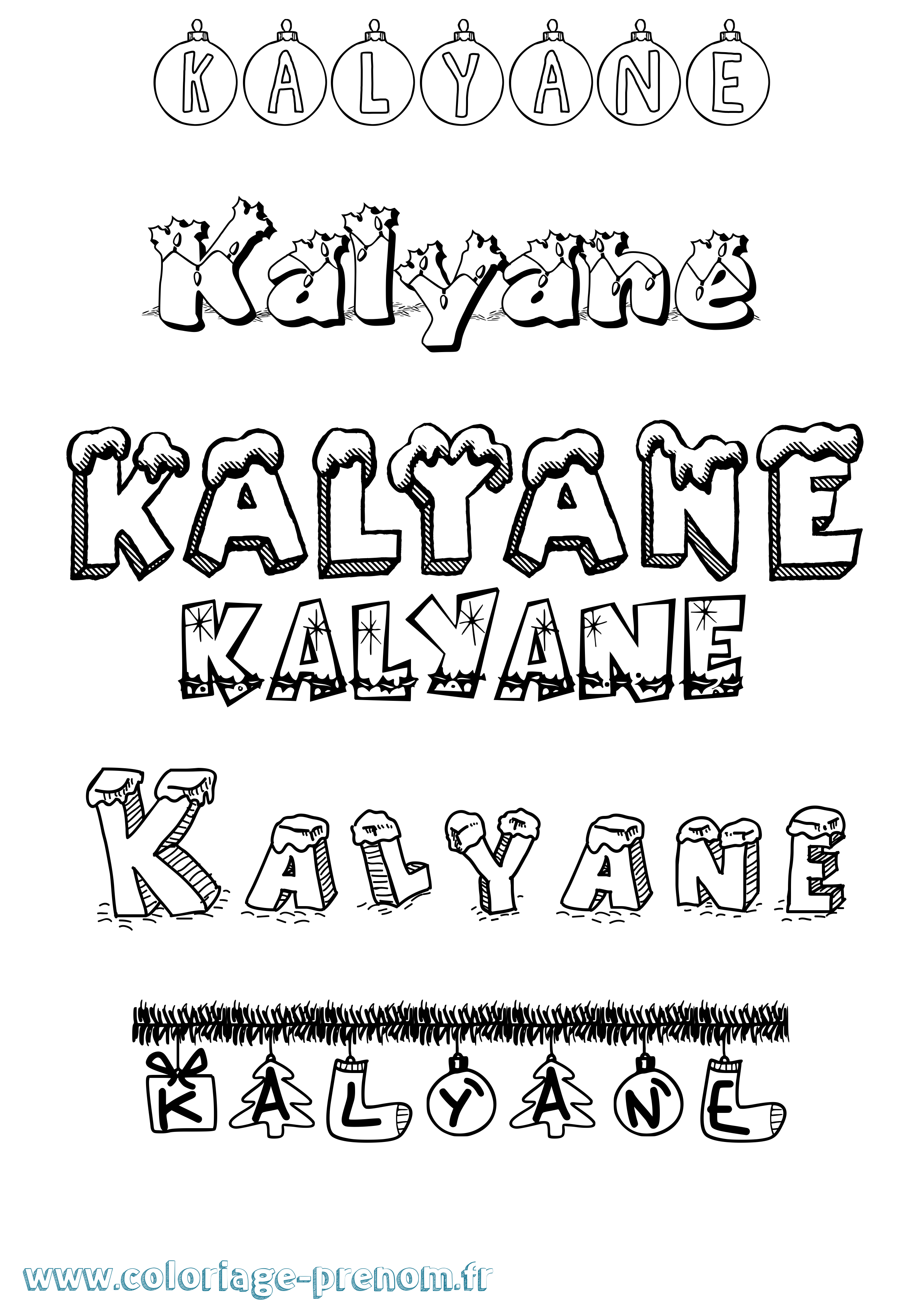 Coloriage Kalyane Noël Coloriage prénom Kalyane Noël