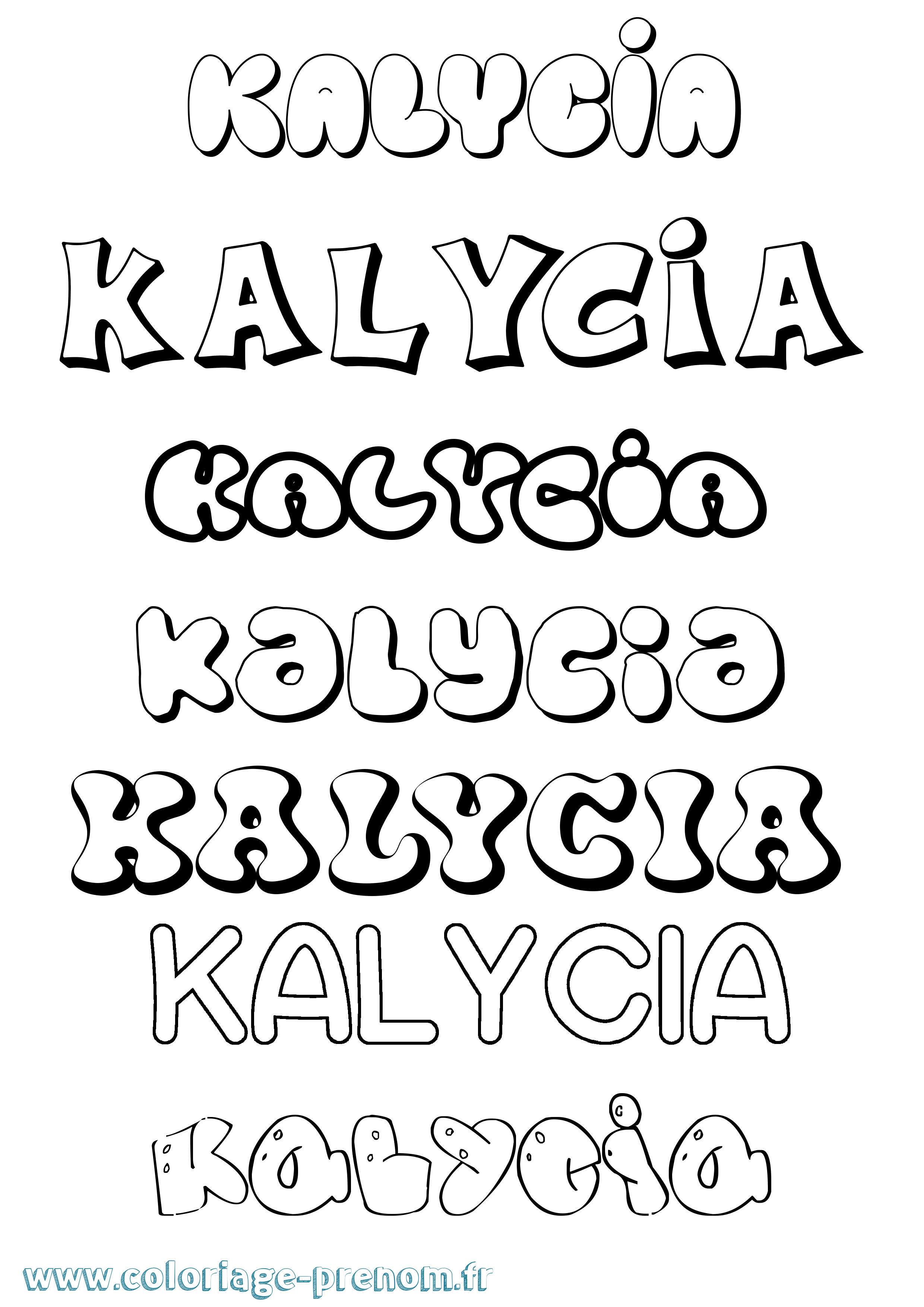 Coloriage Kalycia Bubble Coloriage prénom Kalycia Bubble
