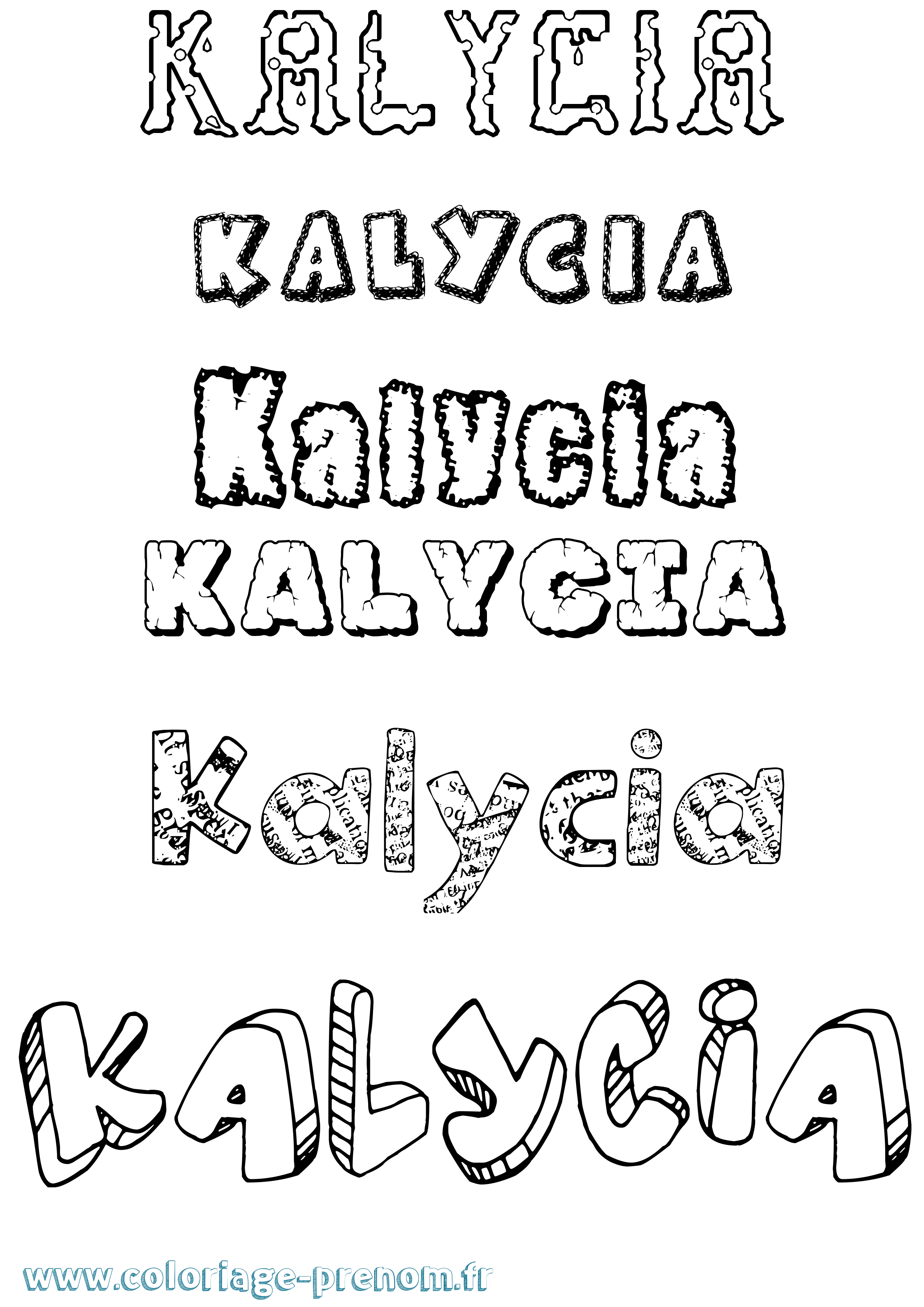 Coloriage Kalycia Destructuré Coloriage prénom Kalycia Destructuré